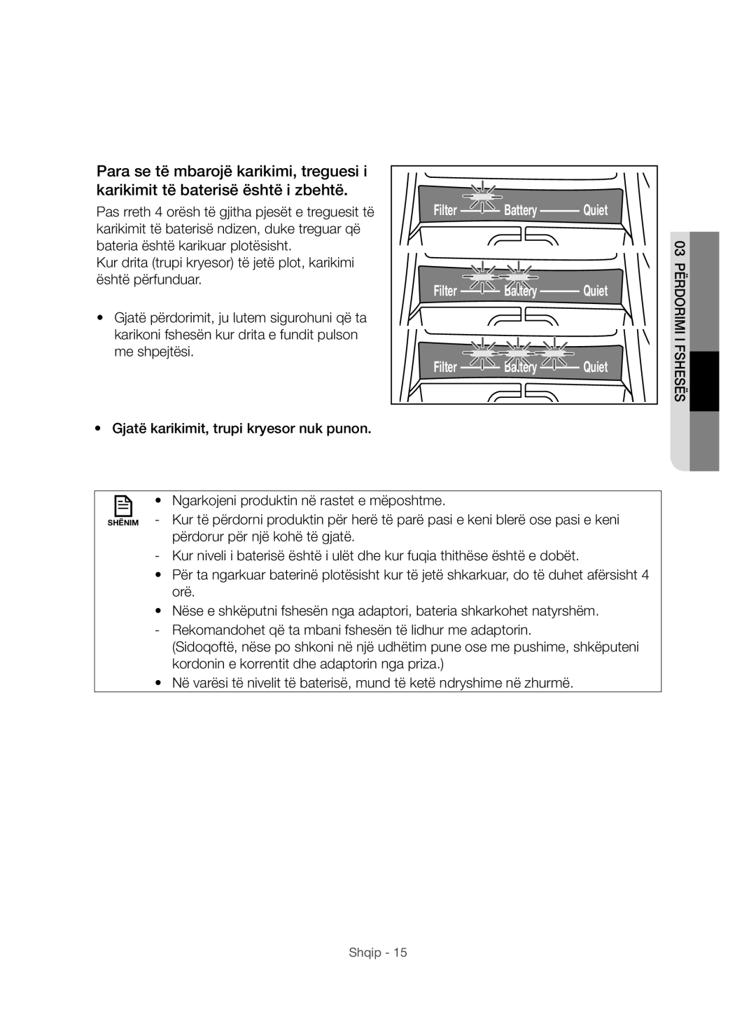 Samsung VC07H8150HQ/GE manual Përdorimi 