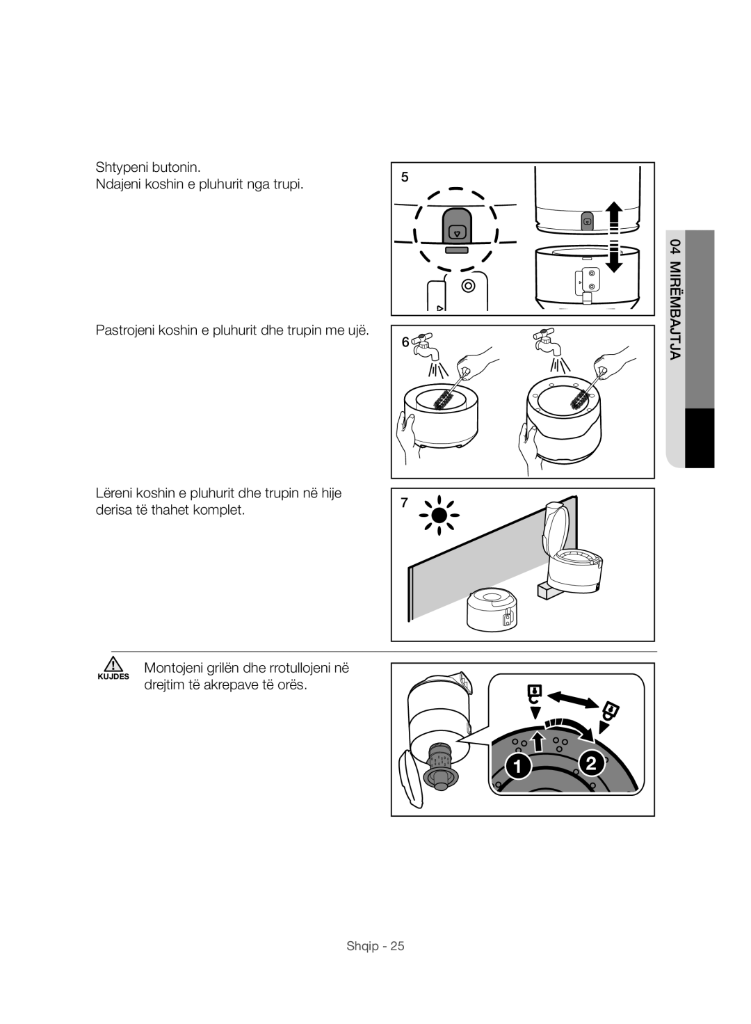 Samsung VC07H8150HQ/GE manual Drejtim të akrepave të orës 