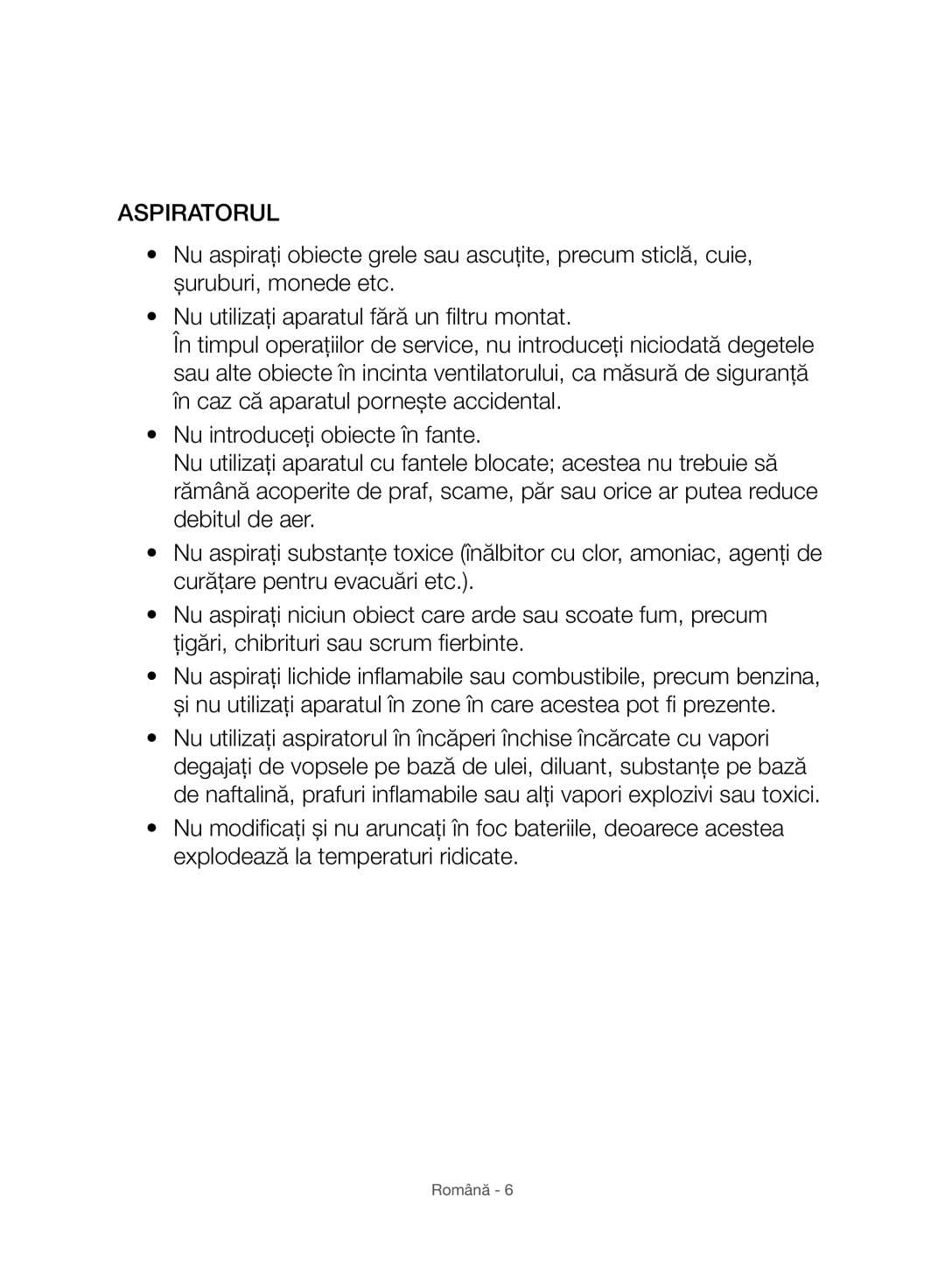 Samsung VC07H8150HQ/GE manual Aspiratorul 