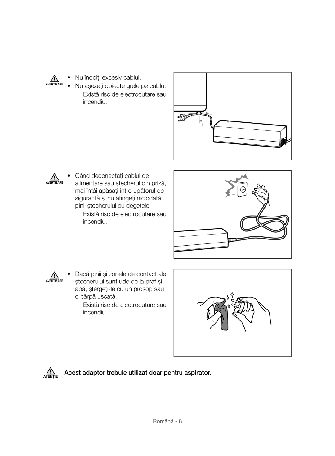 Samsung VC07H8150HQ/GE manual Avertizare Atenţie 