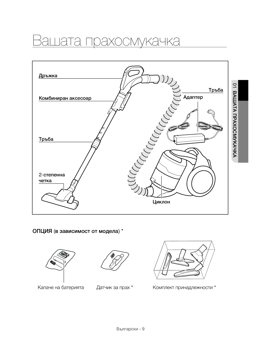 Samsung VC07H8150HQ/GE manual Вашата прахосмукачка, Опция в зависимост от модела 