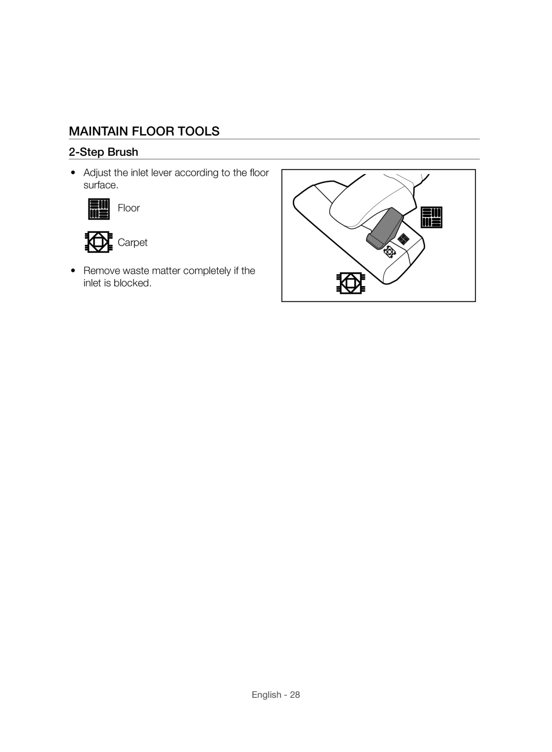 Samsung VC07H8150HQ/GE manual Maintain Floor Tools, Step Brush 