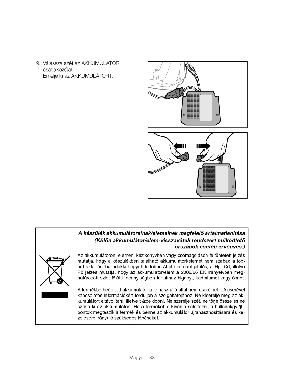 Samsung VC07H8150HQ/GE manual Országok esetén érvényes 