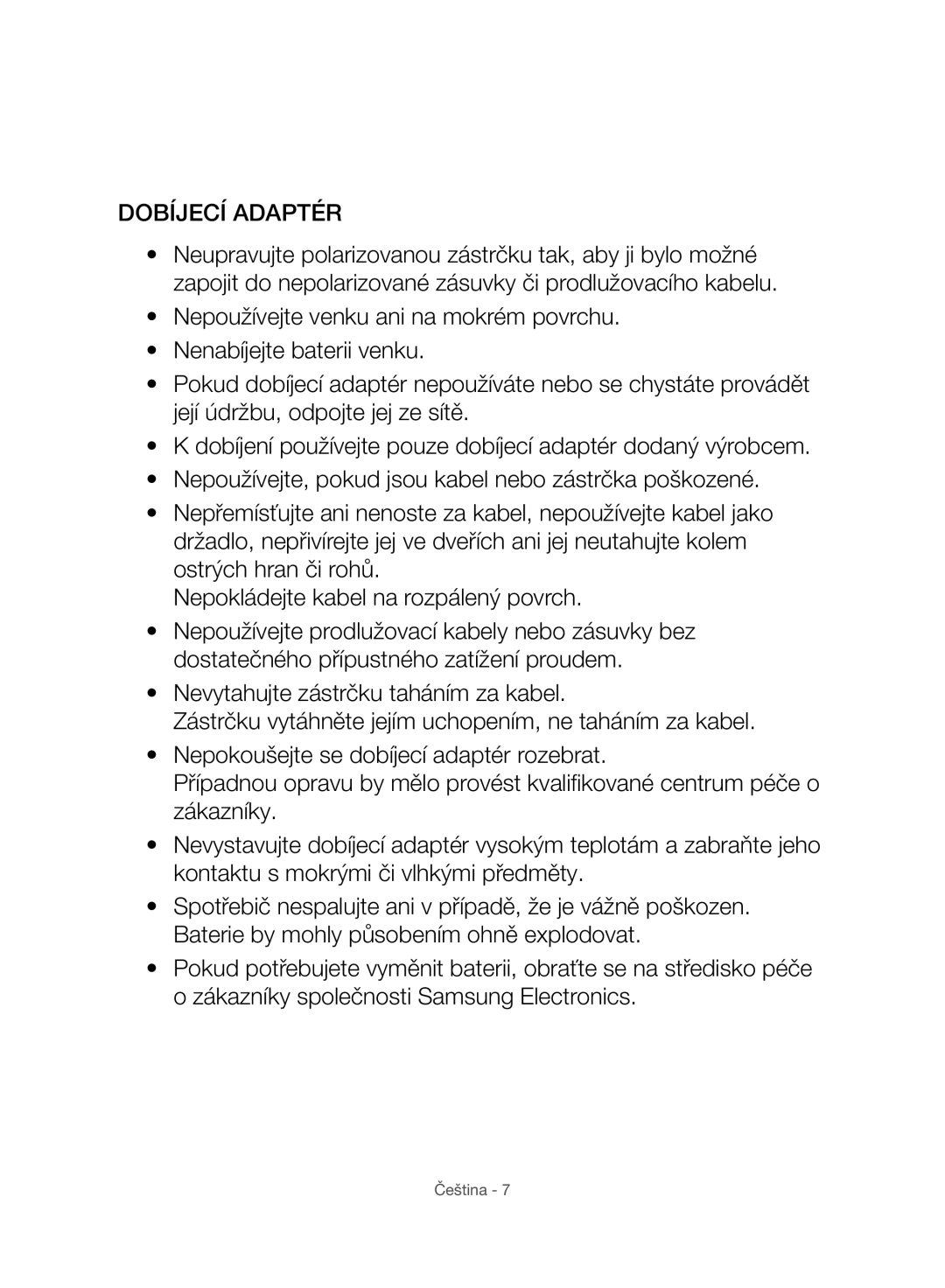 Samsung VC07H8150HQ/GE manual Dobíjecí Adaptér 