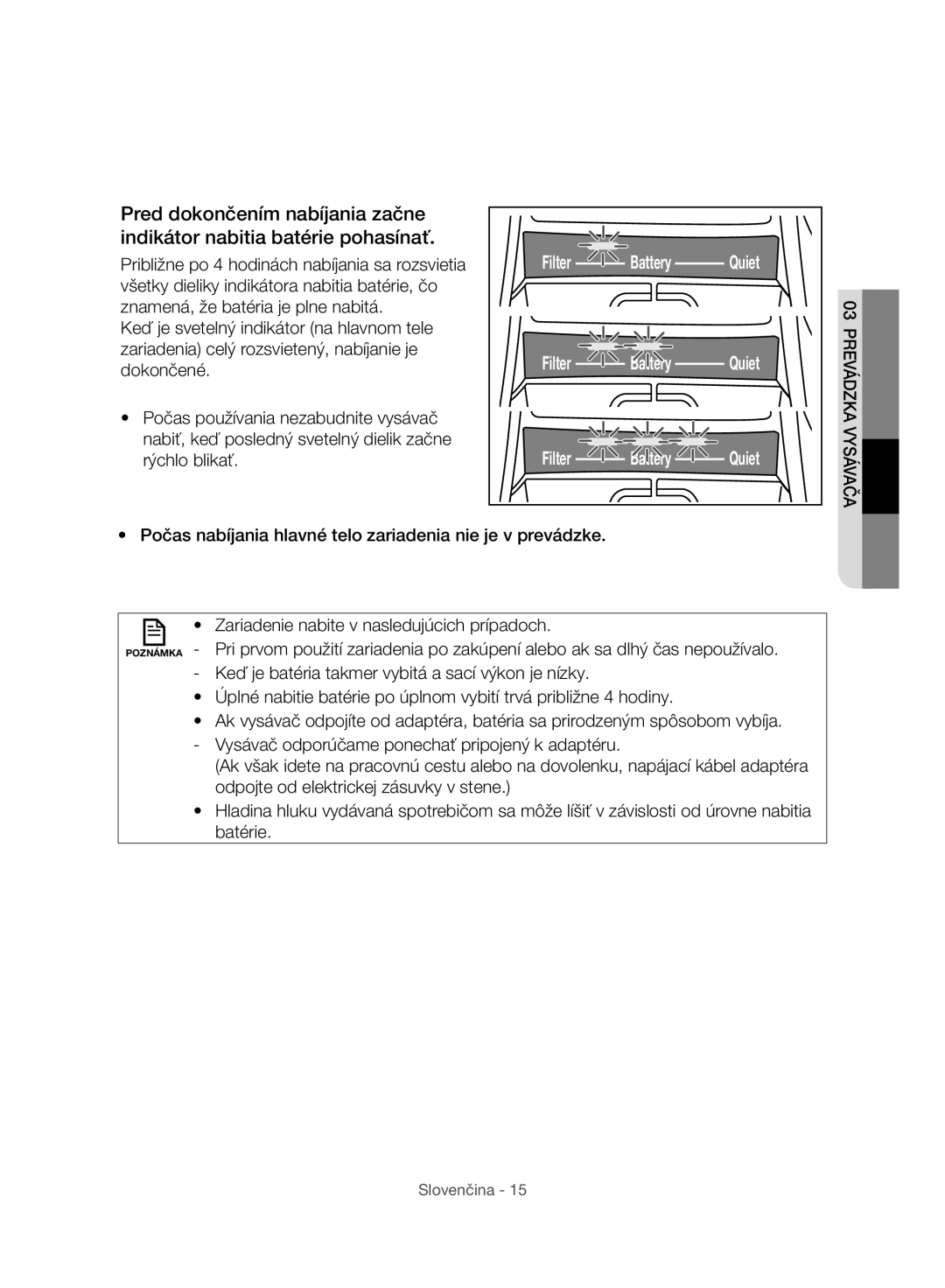 Samsung VC07H8150HQ/GE manual Vysávača 