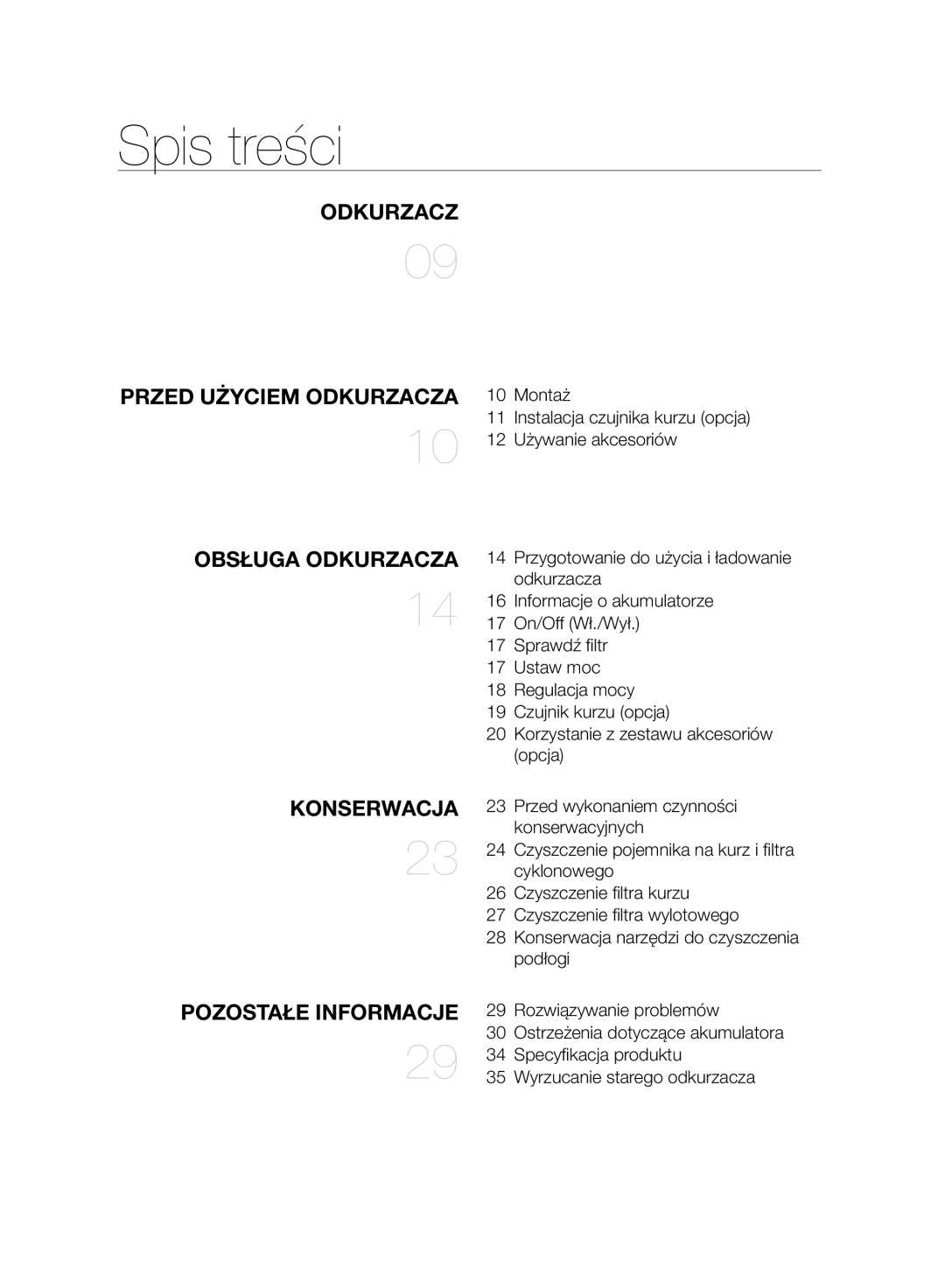 Samsung VC07H8150HQ/GE manual Obsługa Odkurzacza, Konserwacja 