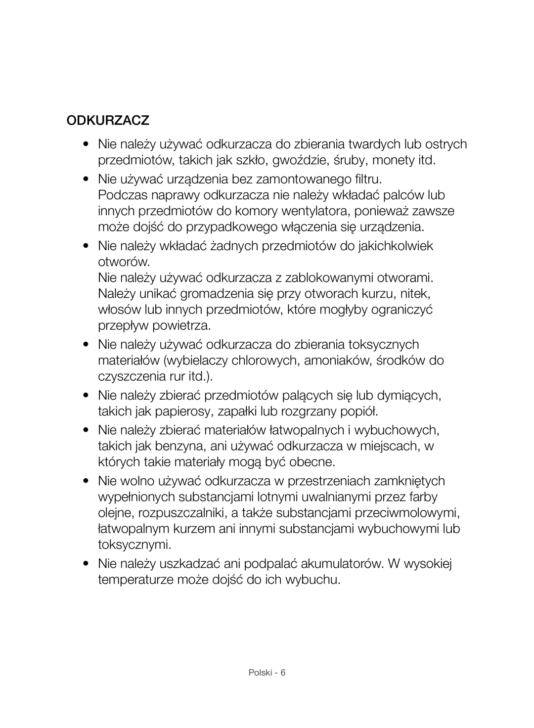 Samsung VC07H8150HQ/GE manual Odkurzacz 