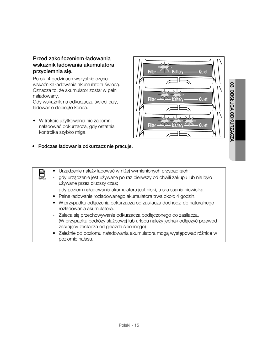 Samsung VC07H8150HQ/GE manual Obsługa 