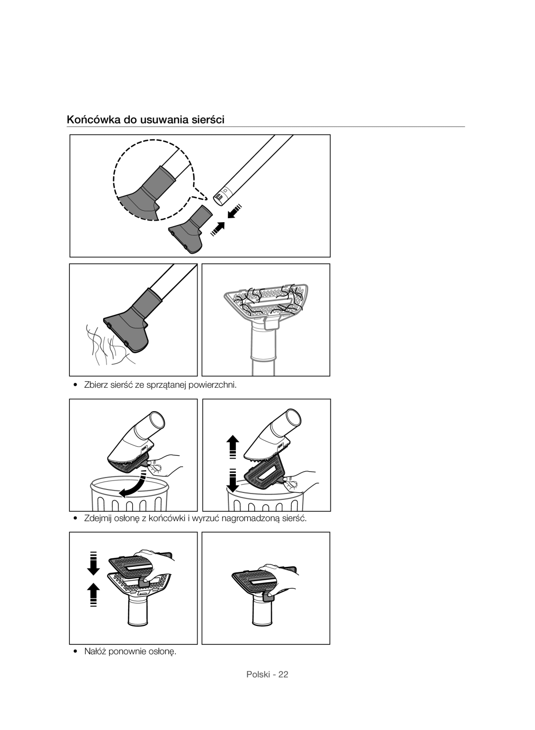 Samsung VC07H8150HQ/GE manual Końcówka do usuwania sierści 