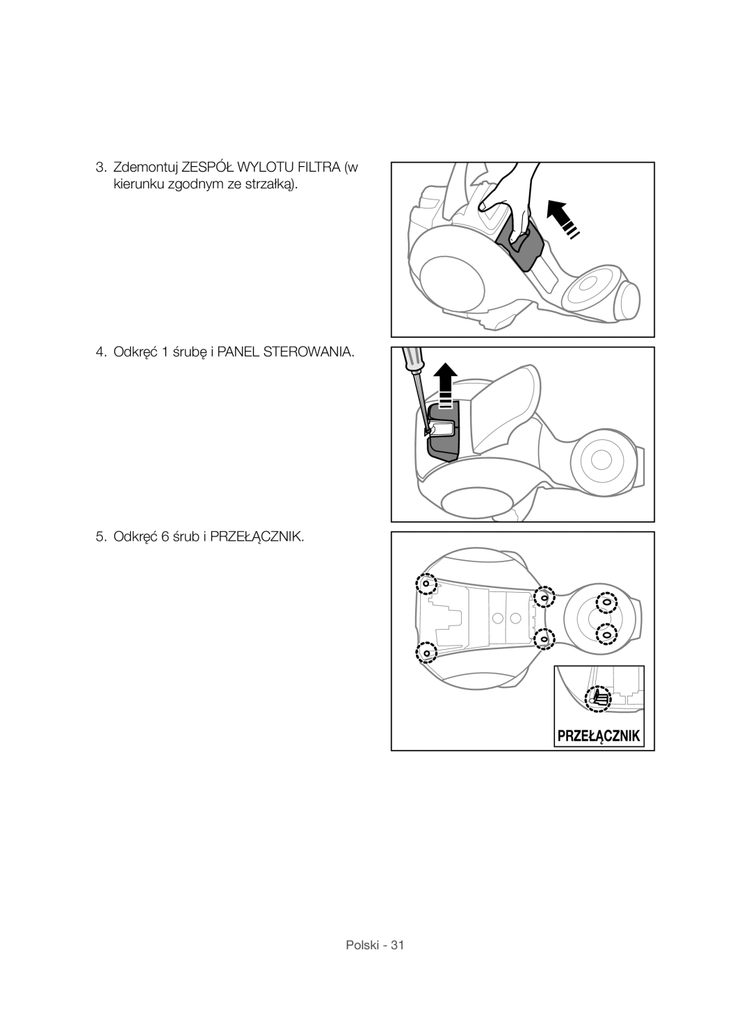 Samsung VC07H8150HQ/GE manual Przełącznik 