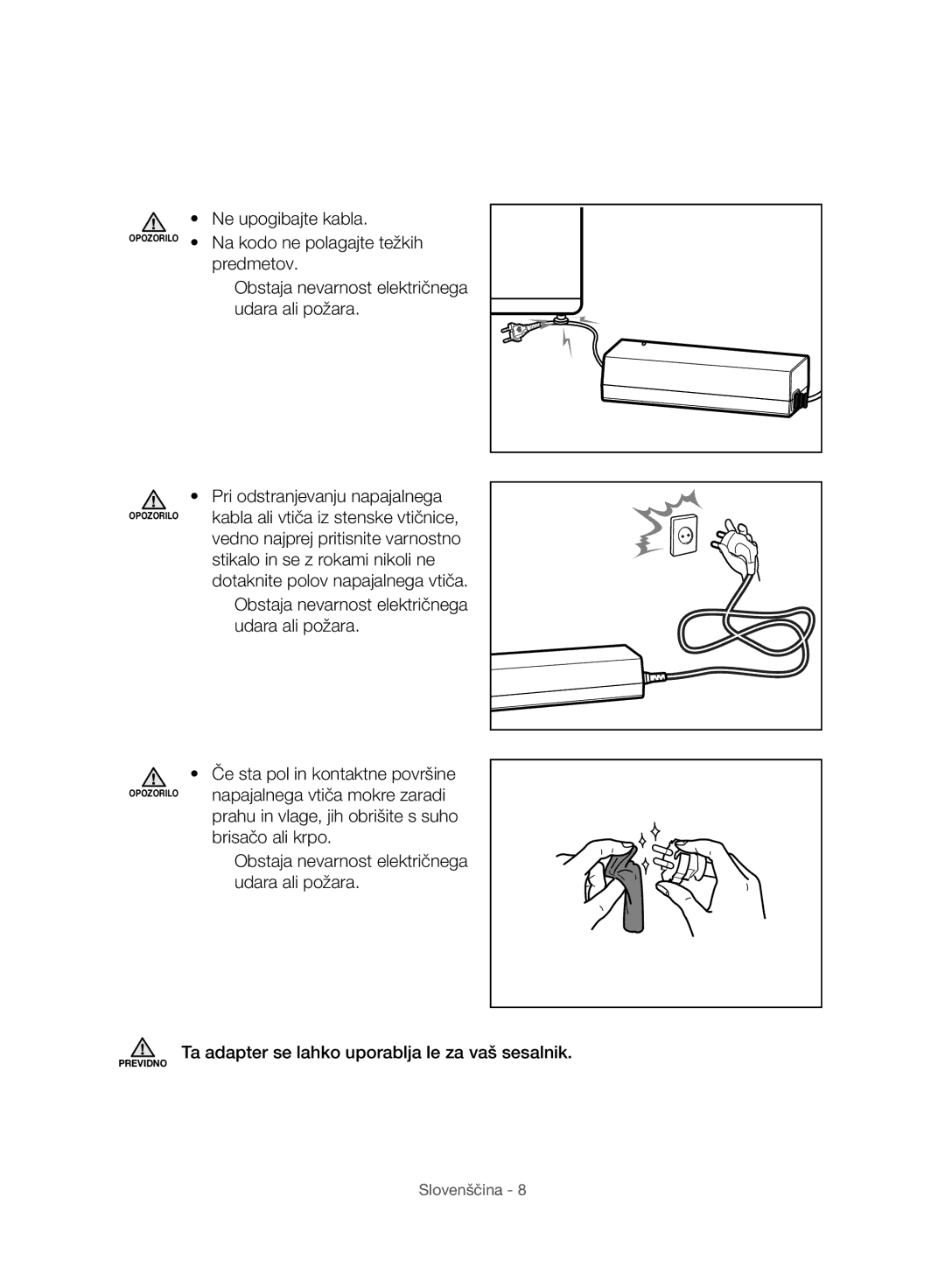 Samsung VC07H8150HQ/GE manual Opozorilo Previdno 