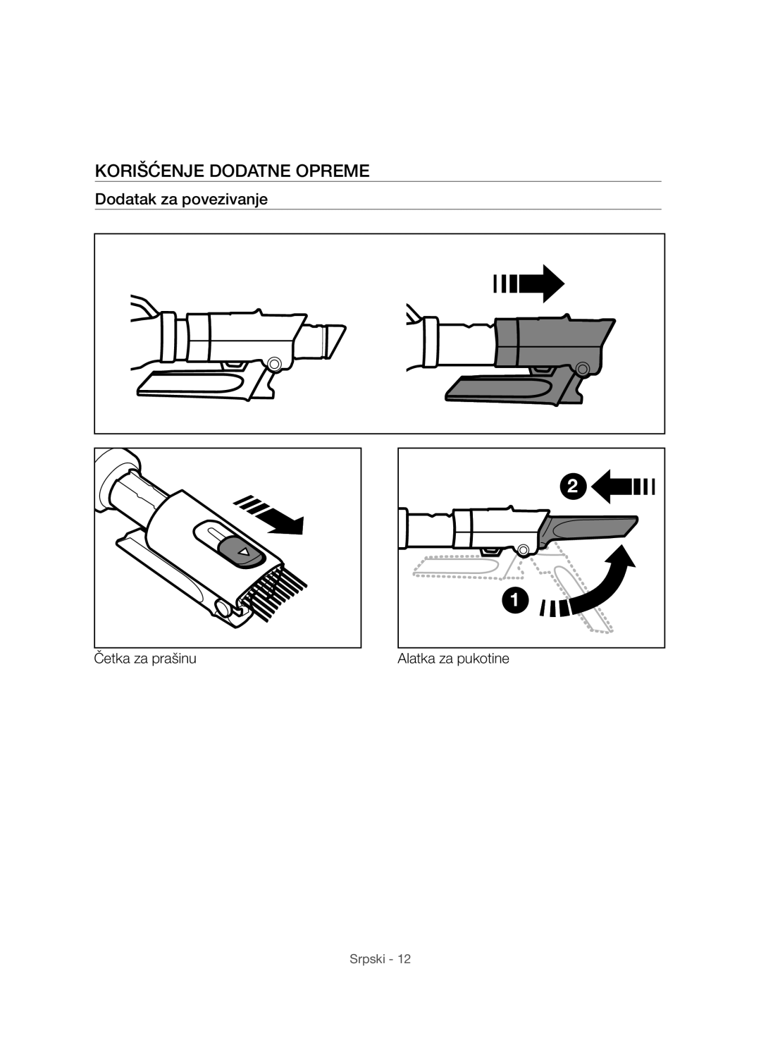 Samsung VC07H8150HQ/GE manual Korišćenje Dodatne Opreme, Dodatak za povezivanje 