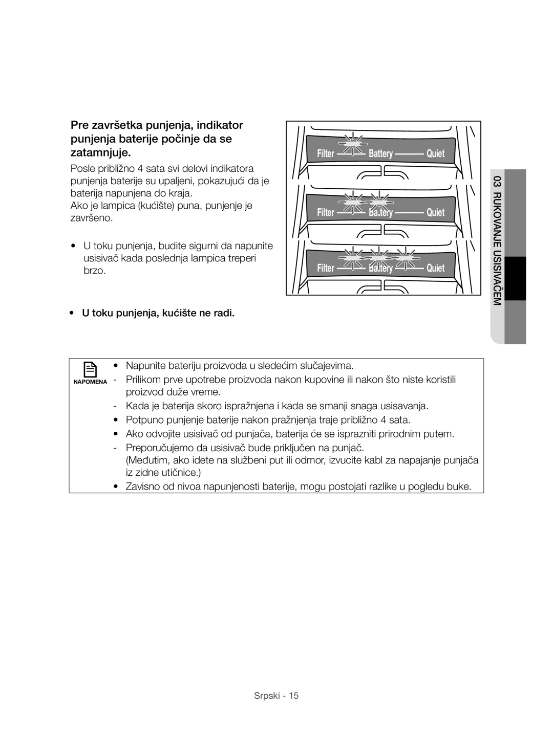 Samsung VC07H8150HQ/GE manual Rukovanje 