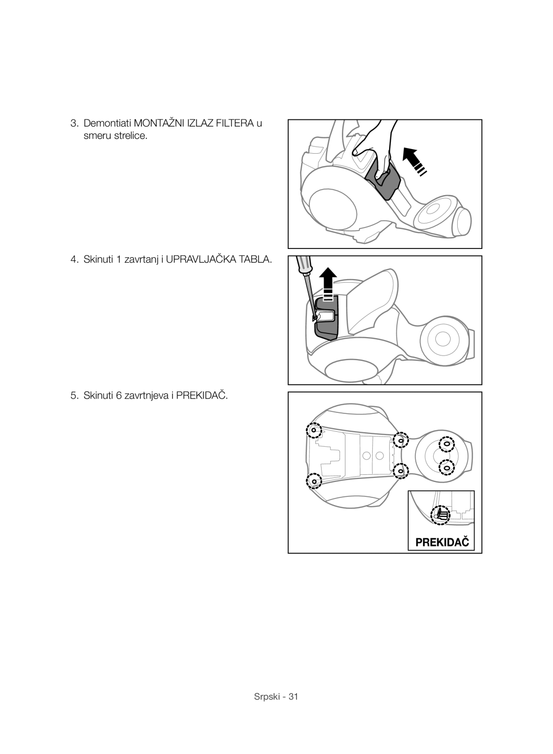 Samsung VC07H8150HQ/GE manual Prekidač 