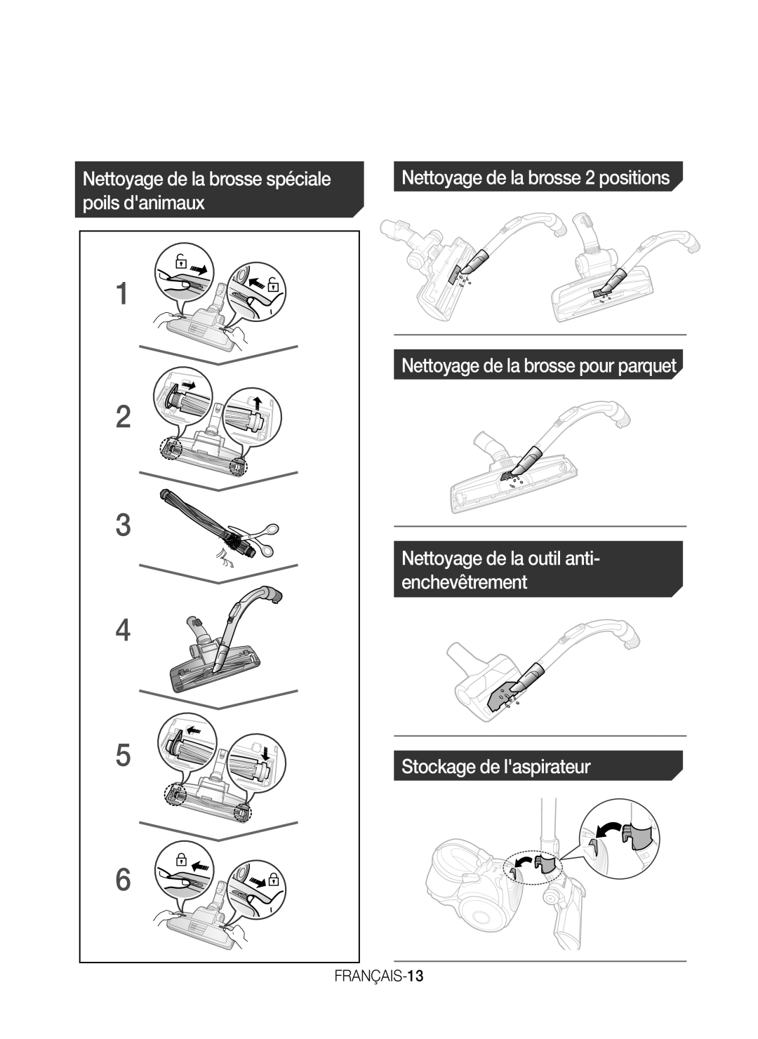 Samsung VC07K41F0VR/EF, VC07K41F0HG/EF, VC07K41F0VL/EF, VC07K41H0VB/EF, VC07H40F0VB/EF, VC07H40E0VR/EF manual FRANÇAIS-13 