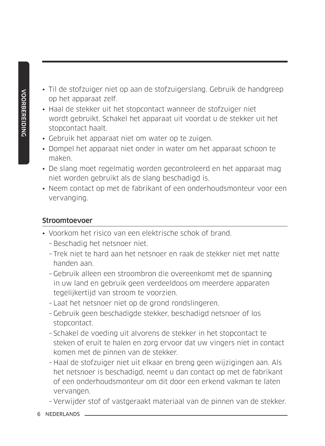 Samsung VC07K51E0VB/EE, VC07K51H0VD/EG manual Voorbereiding 