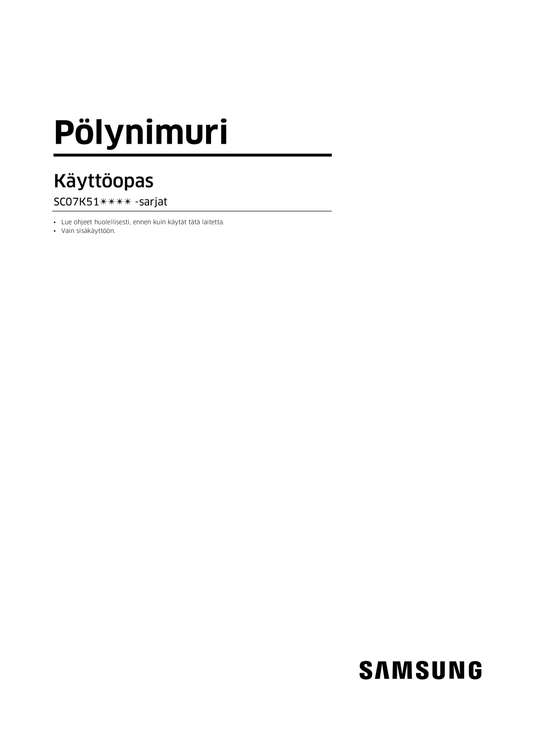 Samsung VC07K51E0VB/EE manual Pölynimuri 