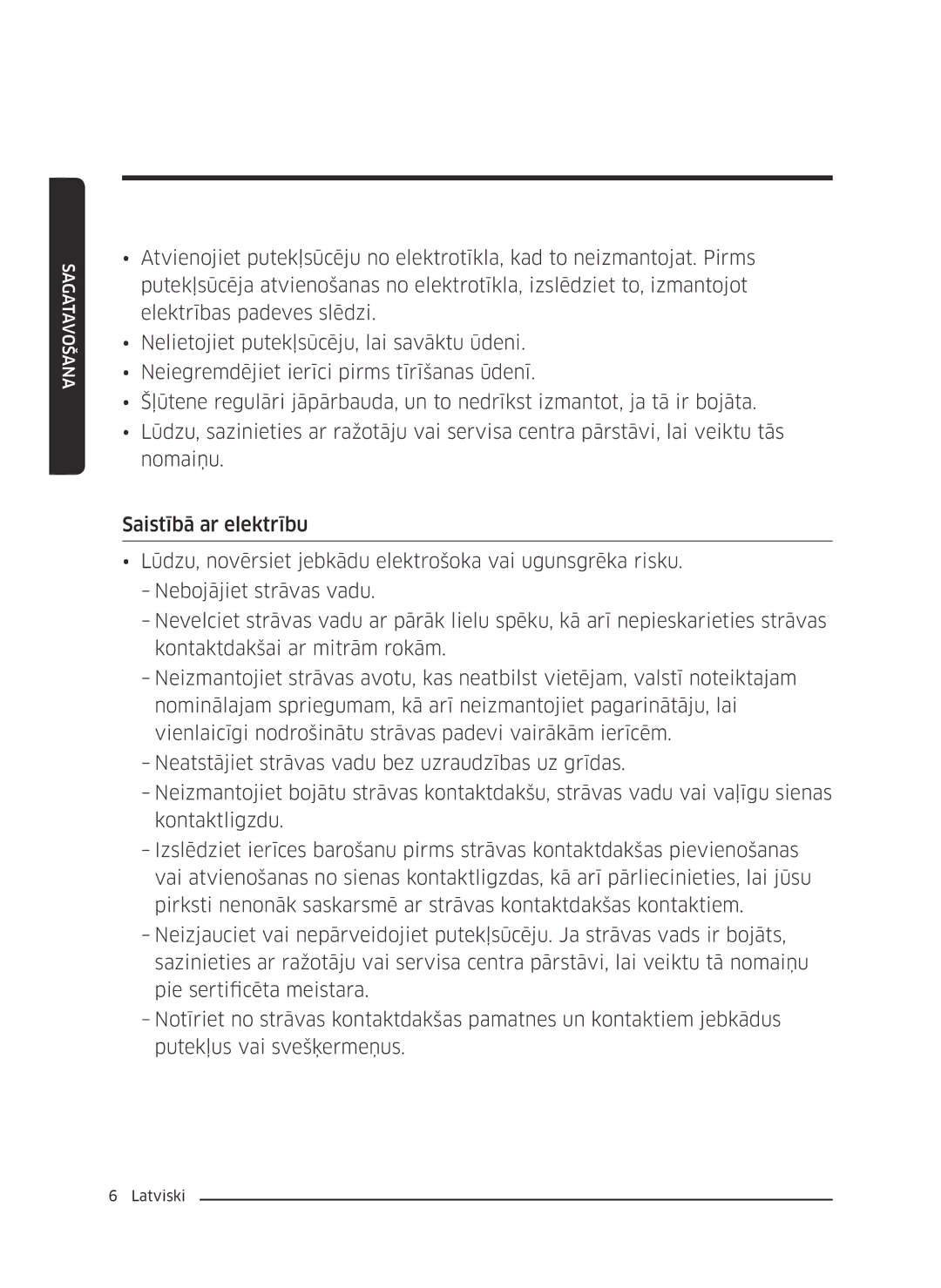 Samsung VC07K51F0VP/EF, VC07K51F0VP/ET, VC07K51F0VP/EN, VC07K51F0VP/SB manual Sagatavošana 