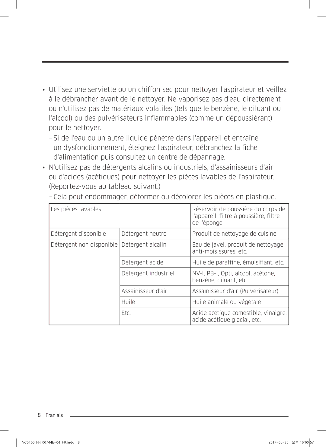 Samsung VC07K51F0VP/EF, VC07K51G0HG/EF manual Préparation 