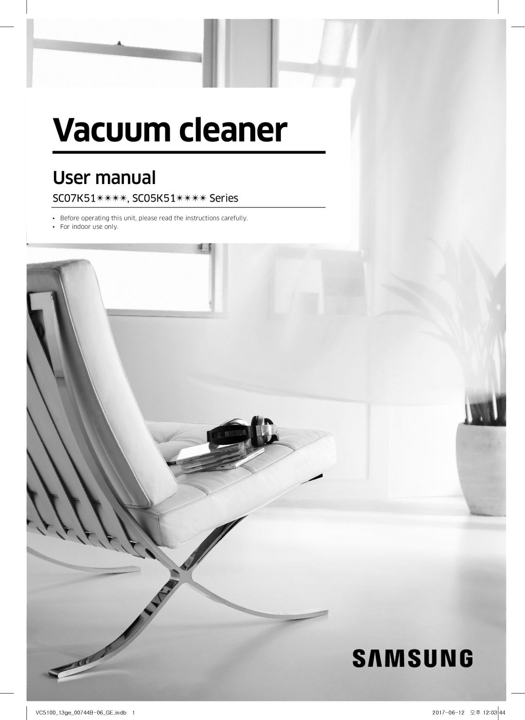 Samsung VC07K51G0HG/ET, VC07K51G0HG/EF, VC07K51E0VB/ET, VC07K51E0VB/EN manual Vacuum cleaner, SC07K51, SC05K51 Series 