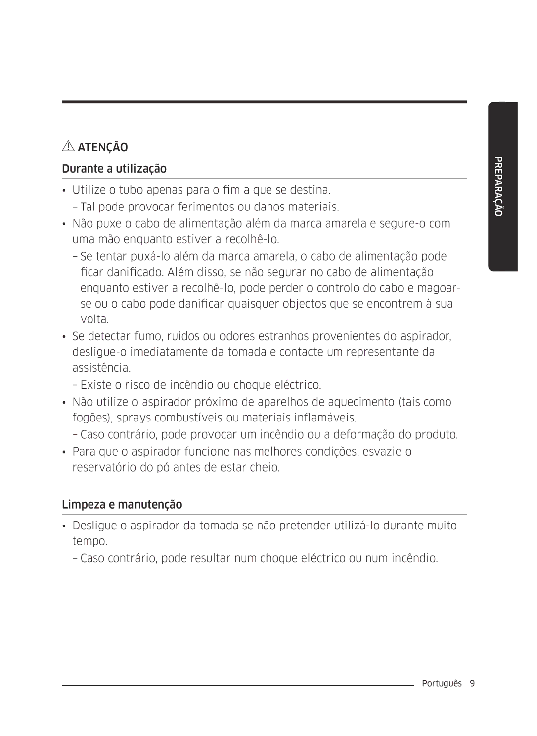 Samsung VC07M2110S2/ET manual Atenção 