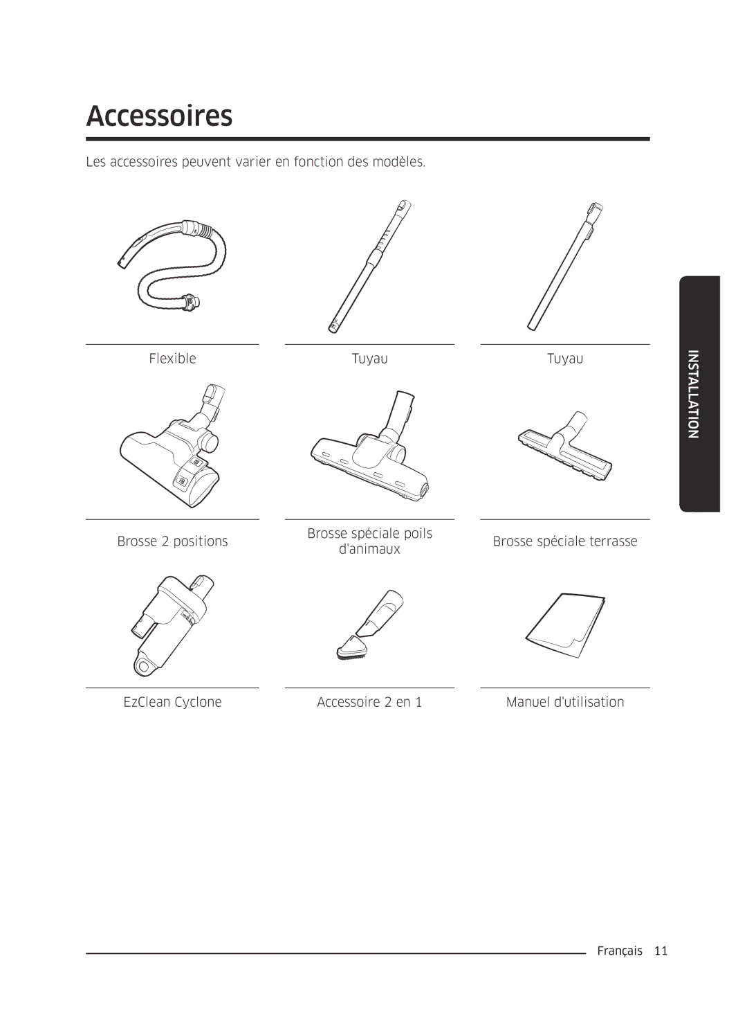 Samsung VC07M25E0WR/EF, VC07M25F0WP/EF manual Accessoires 