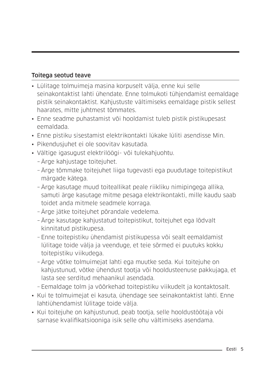 Samsung VC07M25F0WP/GE, VC07M25F0WP/EF, VC07M31D0HU/SB, VC07M31D0HU/GE, VC07M25K0WN/GE, VC07M25L0WC/GE manual Ettevalmistamine 