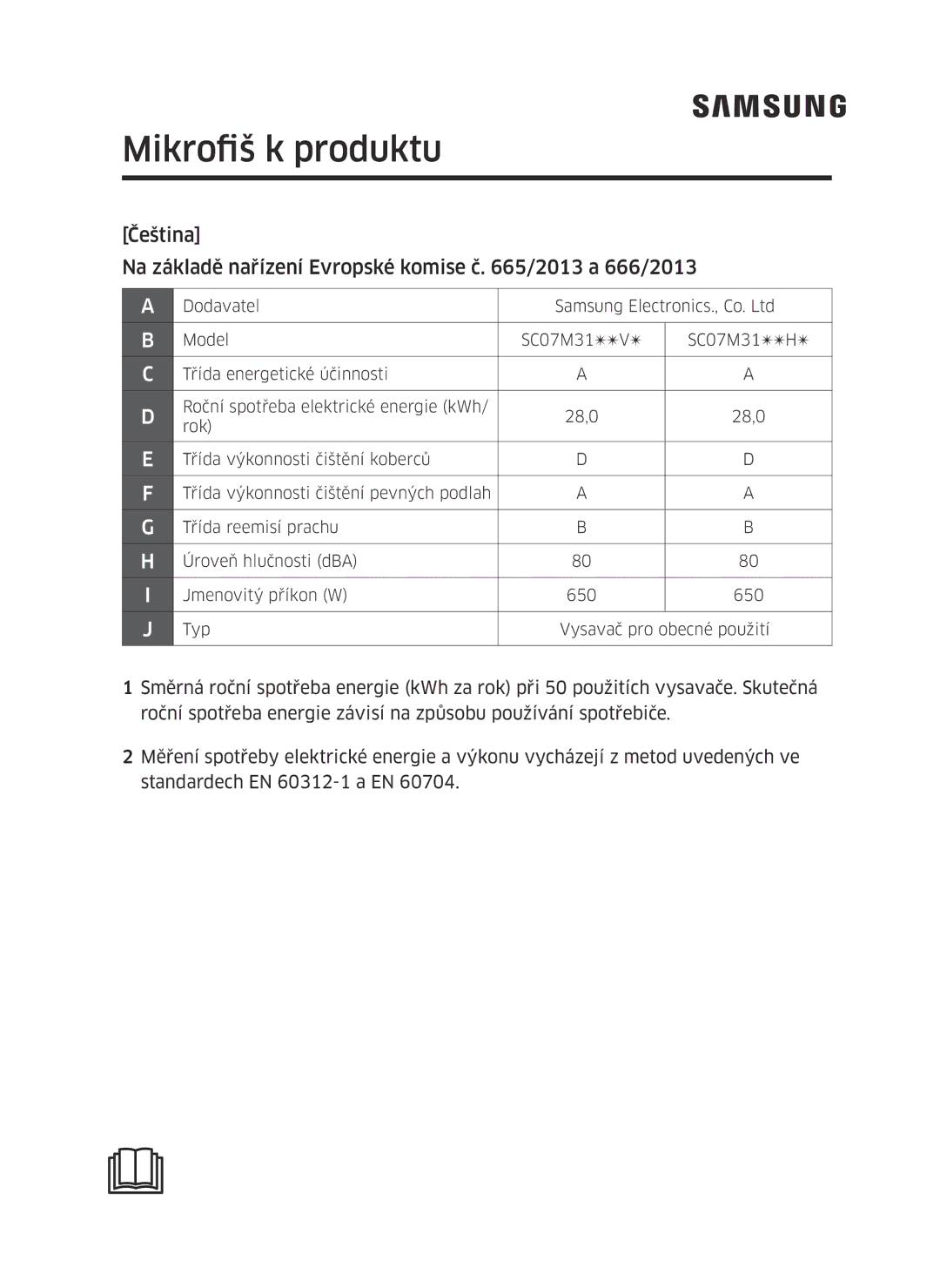 Samsung VC07M3130V1/SW, VC07M3130V1/EF, VC07M3110VB/EF, VC07M31B0HN/EF, VC07M31A0HP/EF, VC07M3150VU/ET Mikrofiš k produktu 