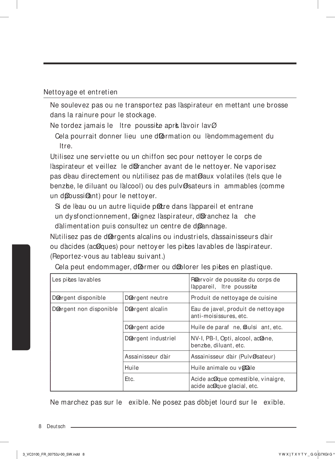 Samsung VC07M3130V1/GE, VC07M3130V1/EF, VC07M3130V1/SW, VC07M3130V1/EN, VC07M3130V1/SB manual Préparation 