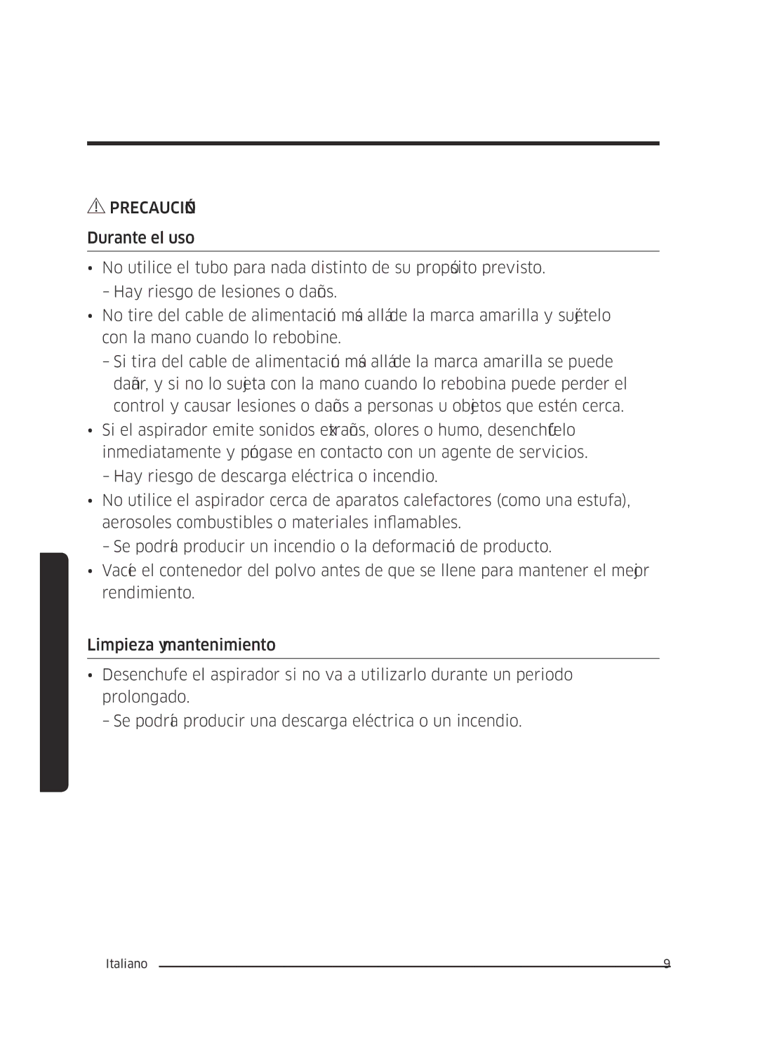 Samsung VC07M3150VU/ET manual Precaución 