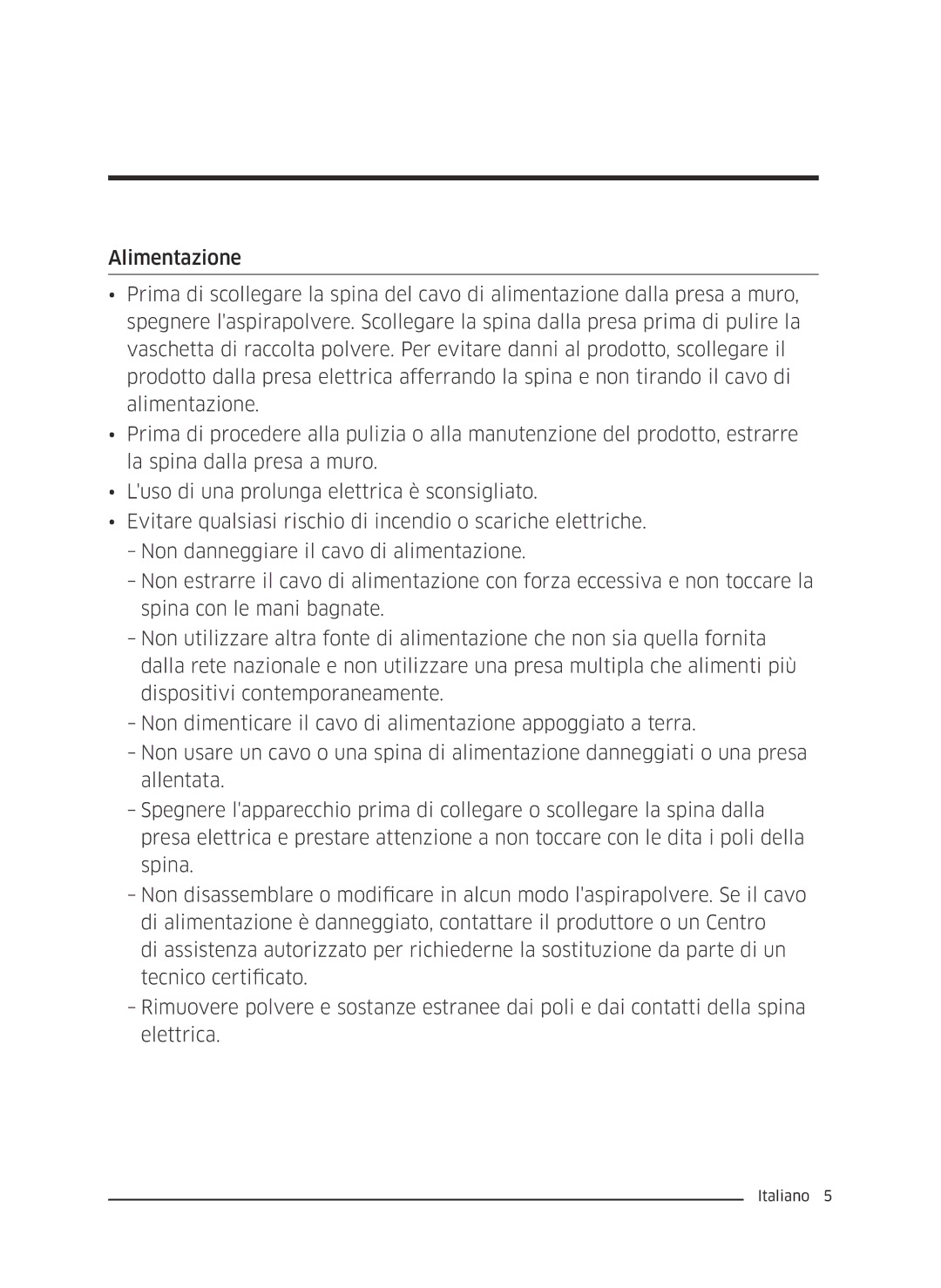 Samsung VC07M3150VU/ET manual Preparazione 