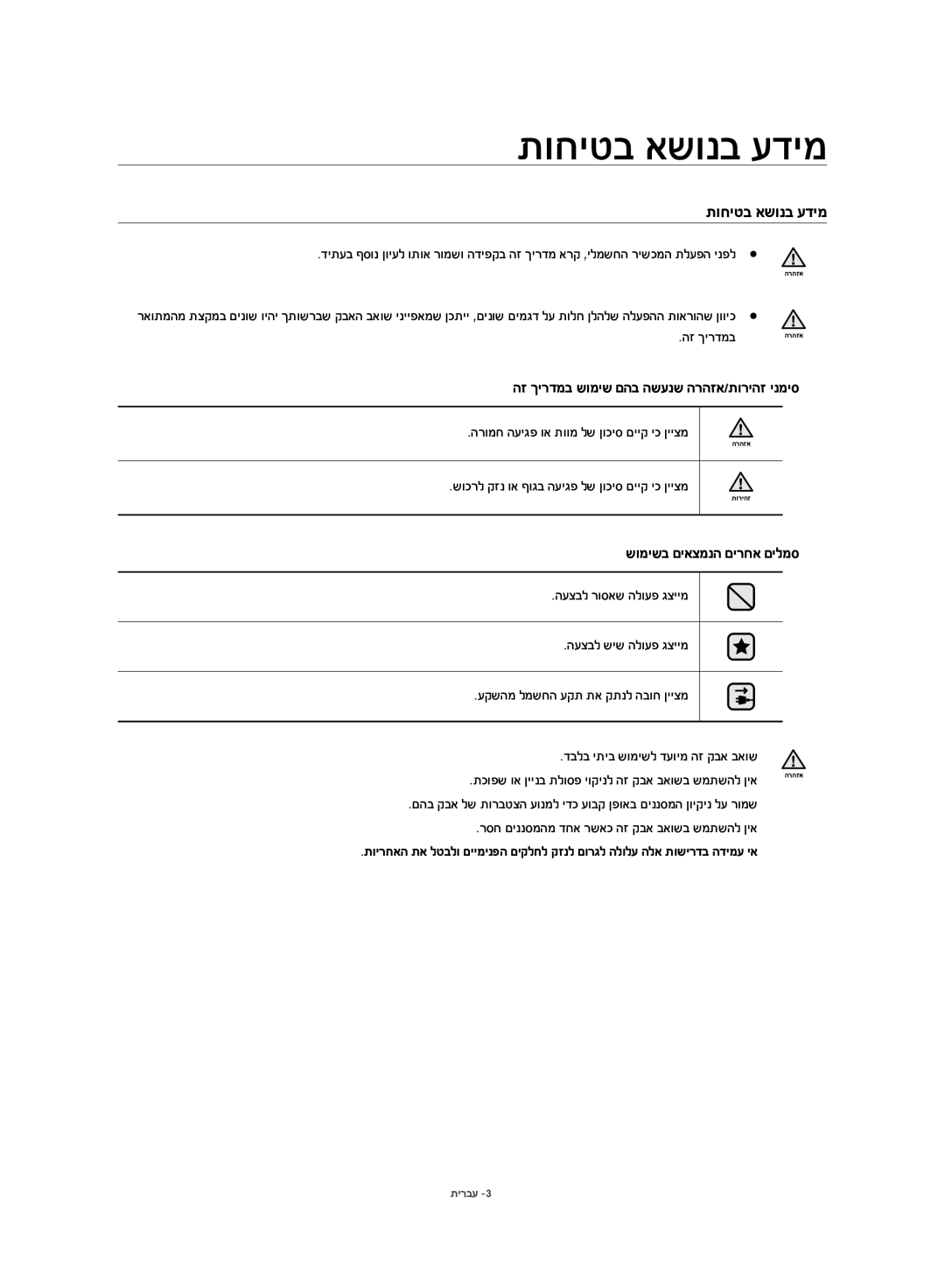 Samsung VC12H7050HD/ML manual תוחיטב אשונב עדימ 