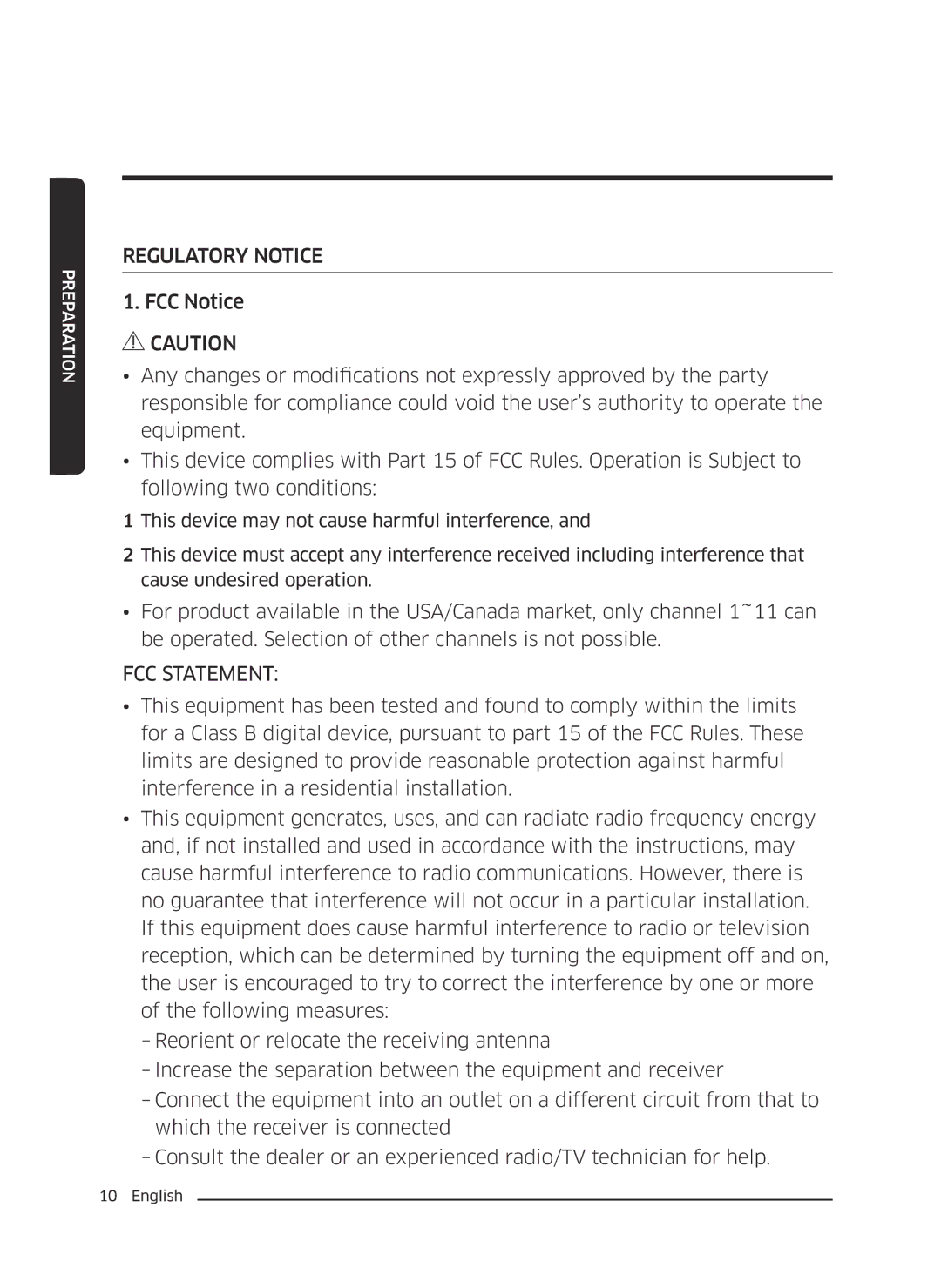 Samsung VC13M3110VG/AC manual Regulatory Notice, FCC Statement 