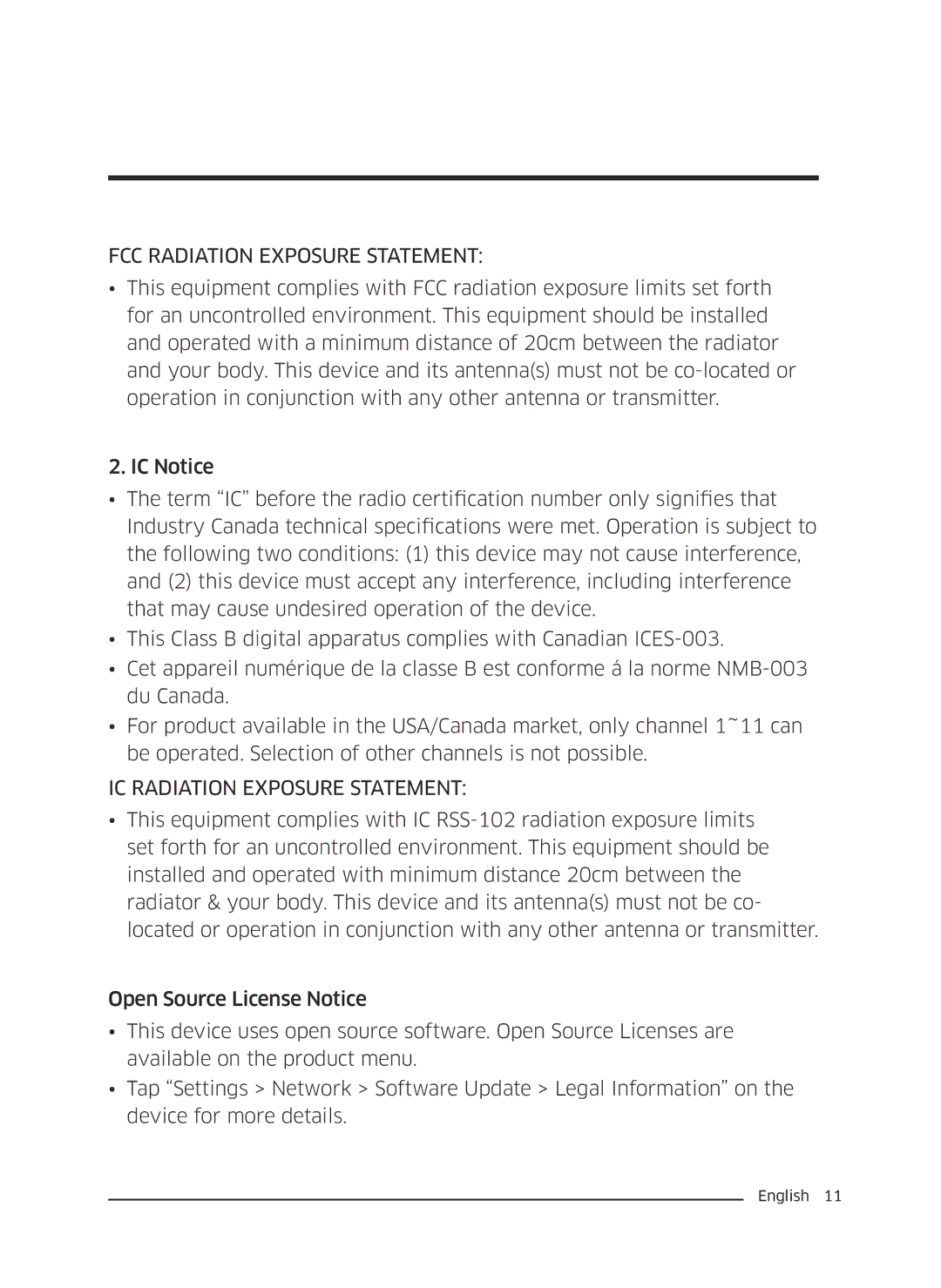 Samsung VC13M3110VG/AC manual FCC Radiation Exposure Statement, IC Radiation Exposure Statement 