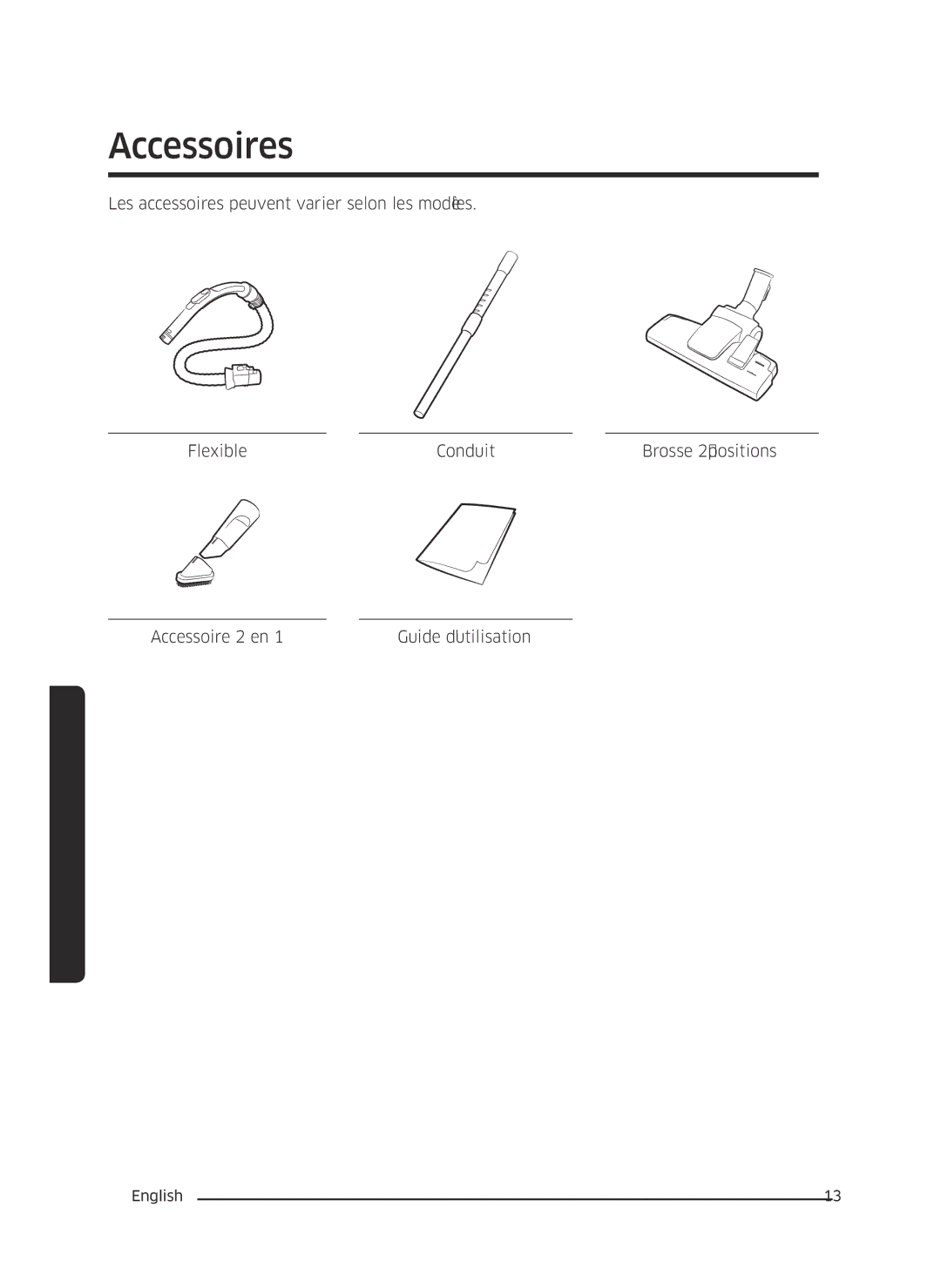 Samsung VC13M3110VG/AC manual Accessoires 