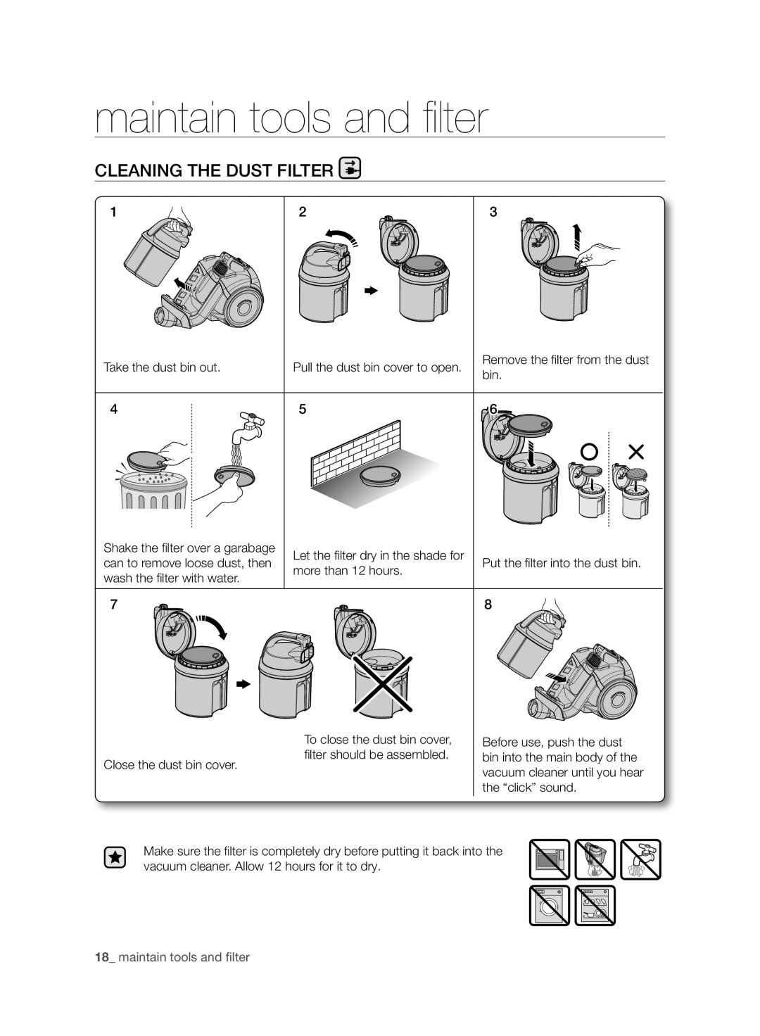 Samsung VC21F50HUDU/GE, VC15F50VN3Y/GE, VC21F50UKGC/TR, VC21F50HUDU/EG, VC15F50VN3Y/EG manual Pull the dust bin cover to open 