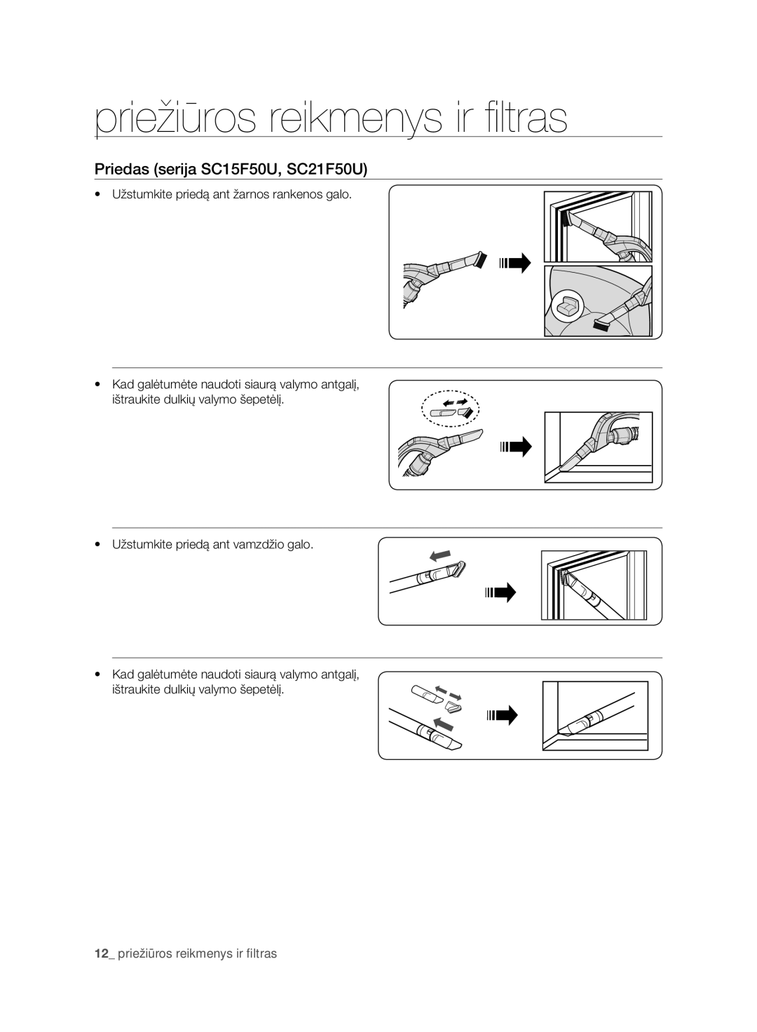 Samsung VC21F50HUDU/SB, VC15F50VNVR/SB, VC15F50HUYU/SB, VC07F50VNVR/SB, VC07F50HU1U/SB manual Priedas serija SC15F50U, SC21F50U 