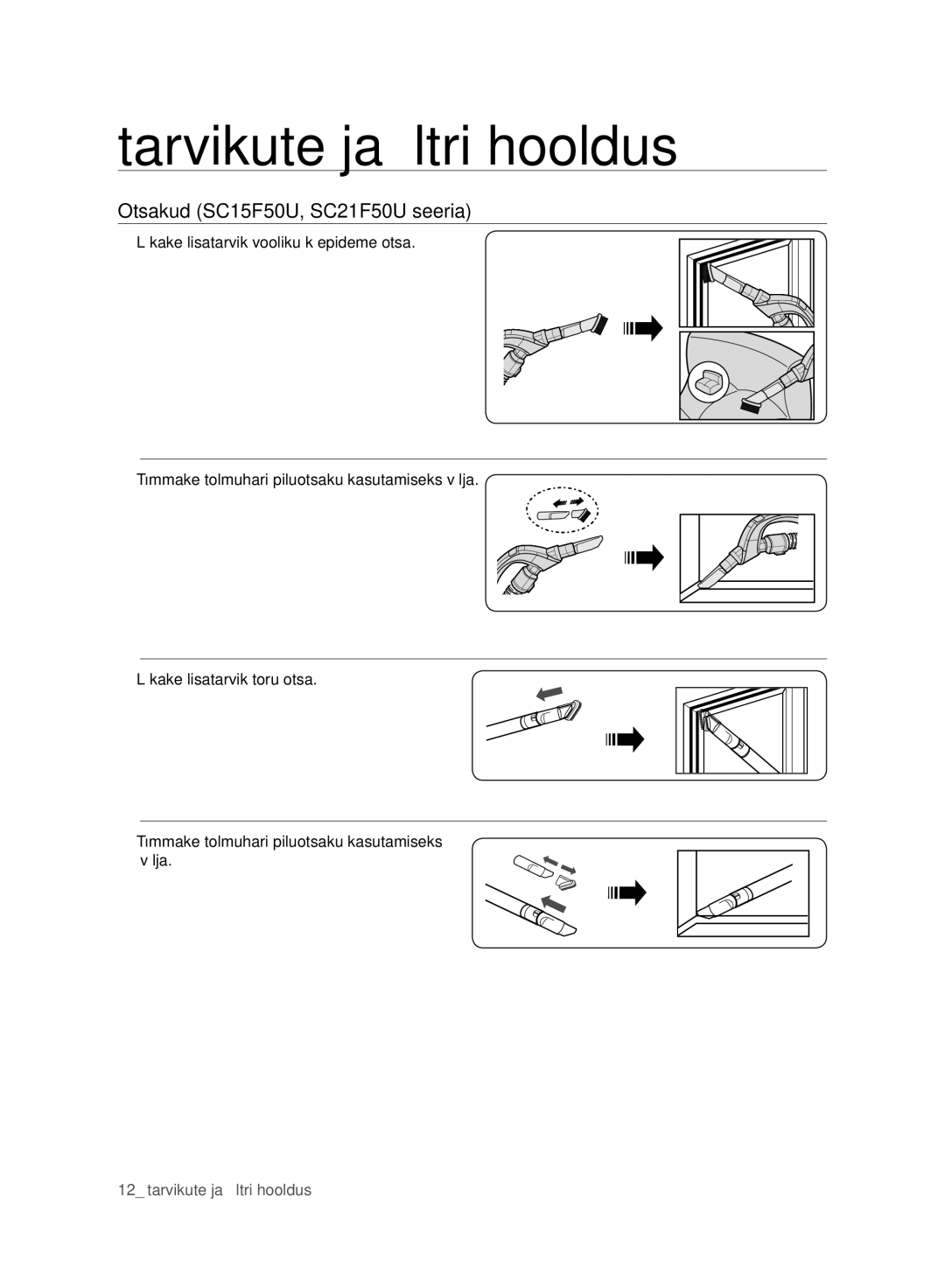 Samsung VC15F50VNVR/SB, VC15F50HUYU/SB, VC07F50VNVR/SB, VC21F50HUDU/SB, VC07F50HU1U/SB manual Otsakud SC15F50U, SC21F50U seeria 