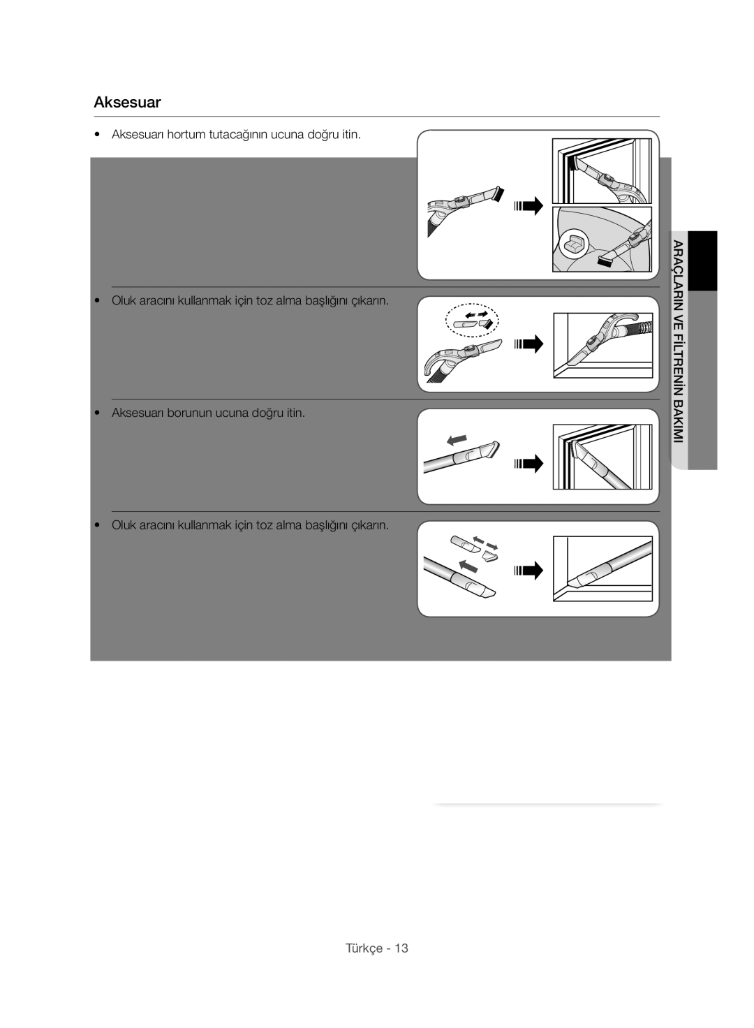 Samsung VC21F60WNAR/TR, VC15F60WNUR/GE, VC21F60WNAR/EG, VC21F60WNAR/GE manual Aksesuar 