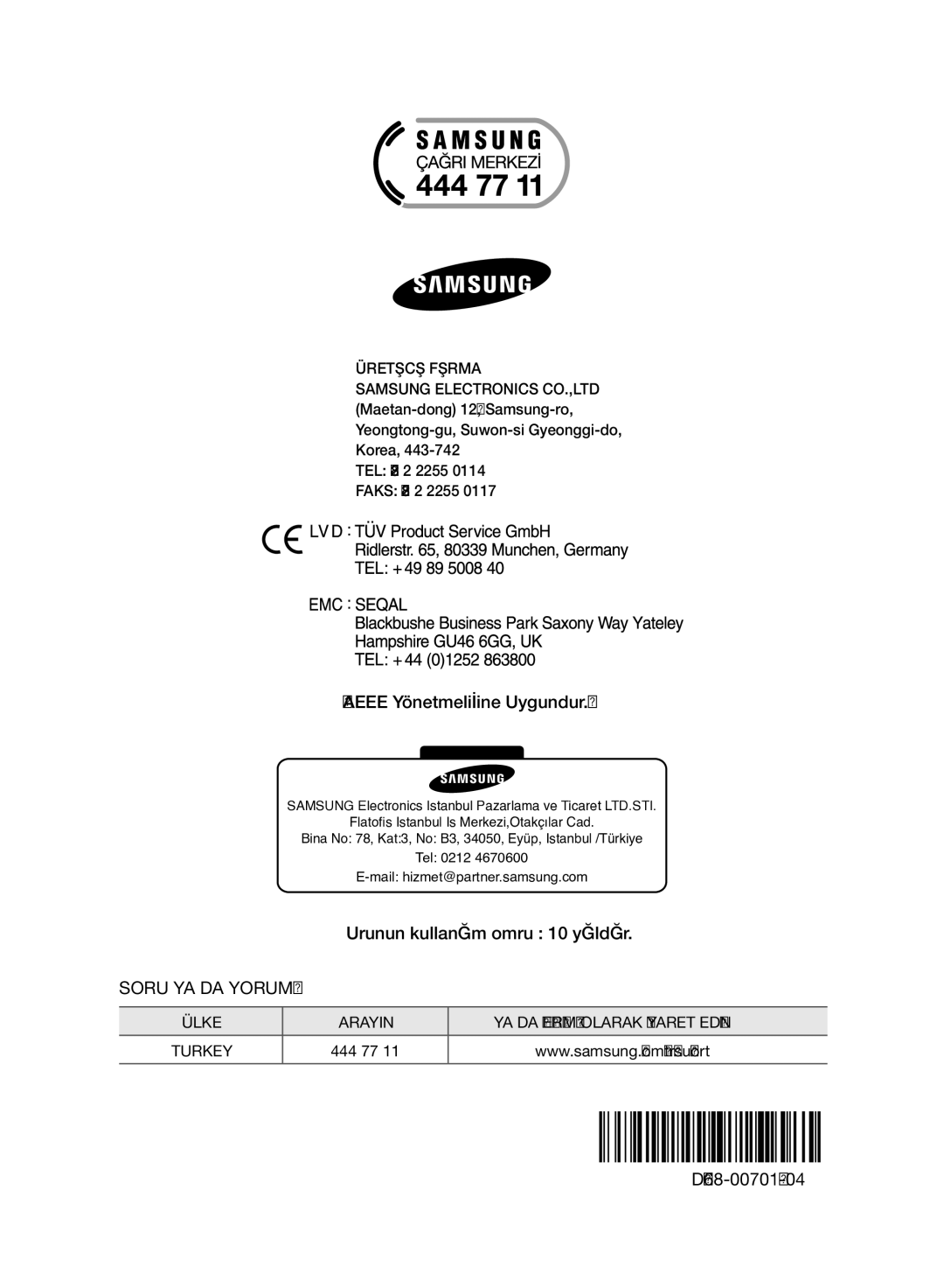 Samsung VC20F70HUCC/TR, VC15F70HUSC/TR, VC20F70HUCC/EG manual Soru YA DA YORUM? 