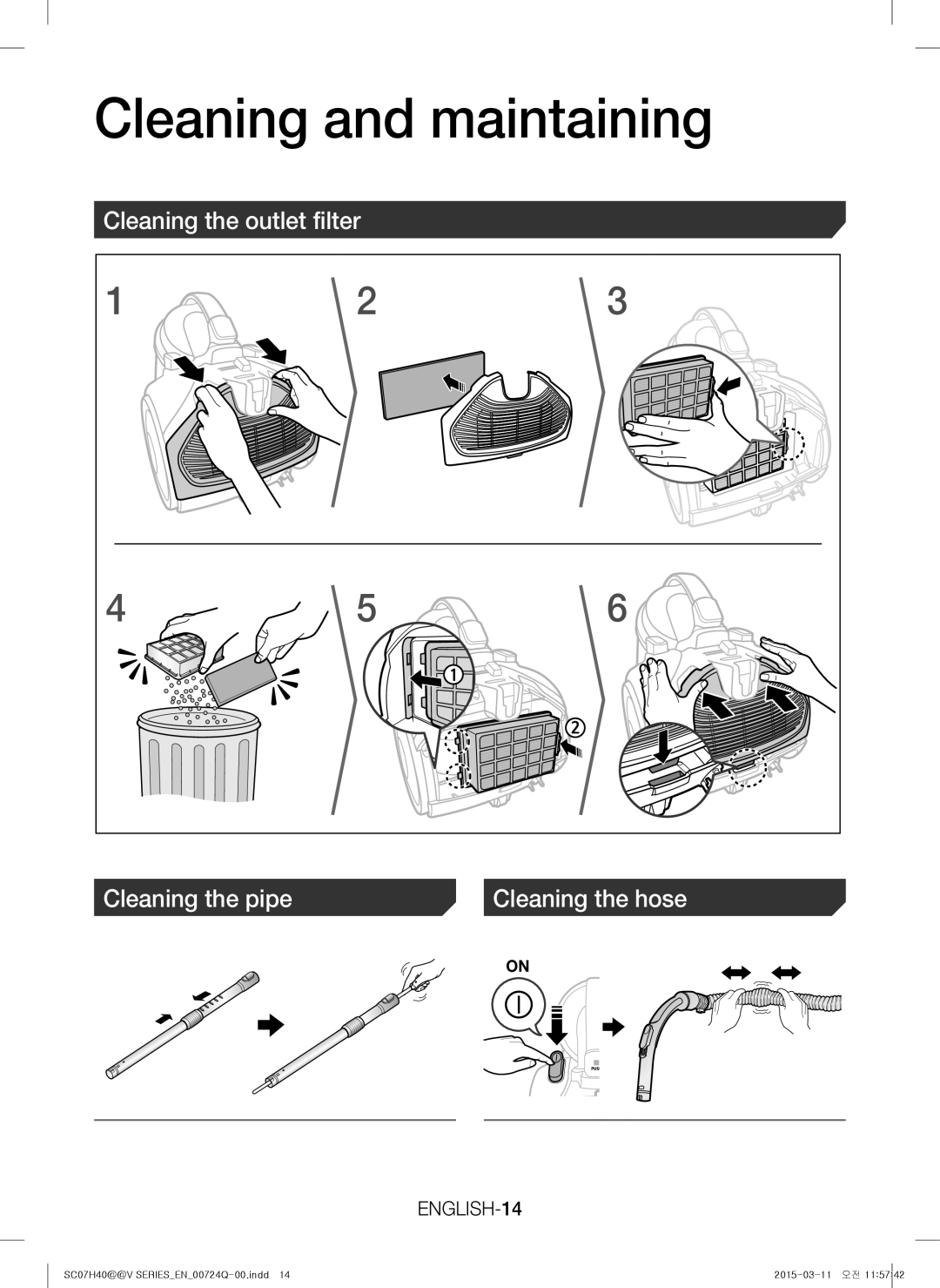 Samsung VC15H4010VR/MG manual ENGLISH-14 