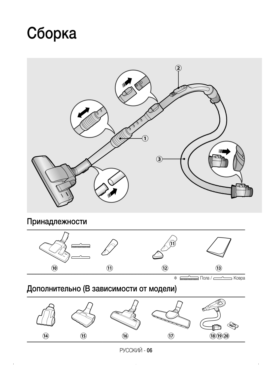 Samsung VC15K4136HB/EV, VC15K4110VR/EV, VC15K4170VP/EV, VC15K4130VL/EV, VC15H4030VB/EV, VC15H4030H1/EV Сборка, Пола / Ковра 