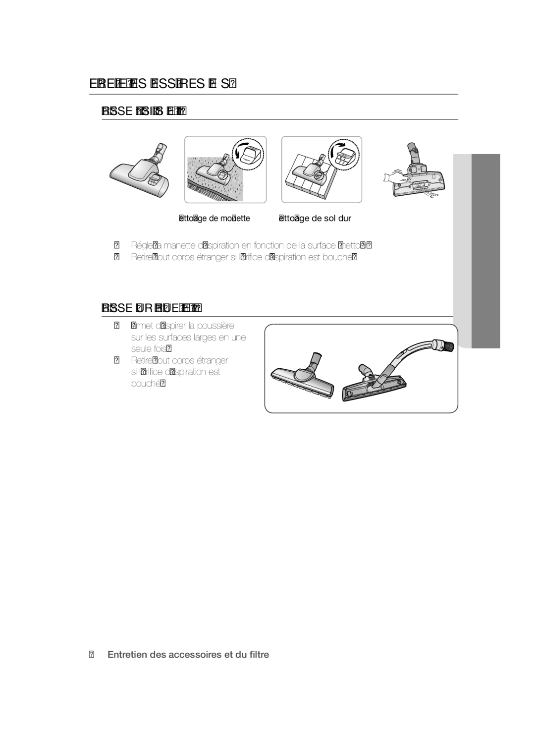 Samsung VC15QSNMARD/EF manual Entretien DES Accessoires DE SOL, Brosse 2 Positions EN Option 