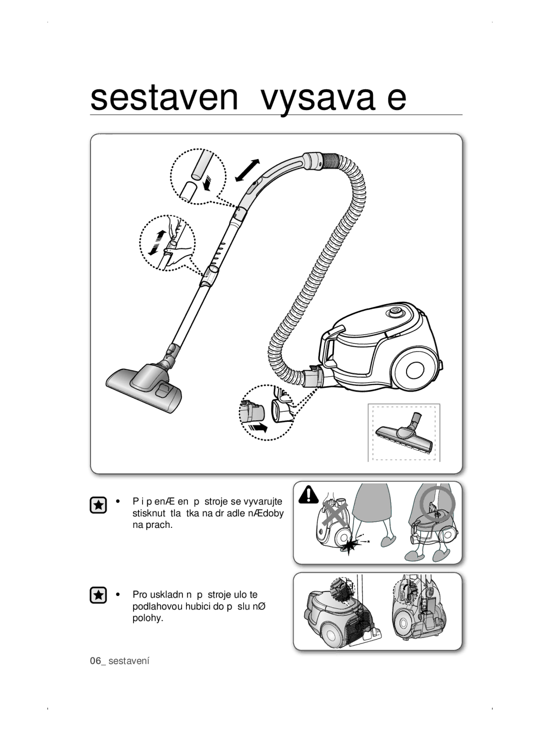 Samsung VC15QSNMANC/TR, VC15QSNMAUB/GE, VC15QSNMARD/EF, VC15QSNMARD/GE, VC15QSNMARD/SW manual Sestavení vysavače 