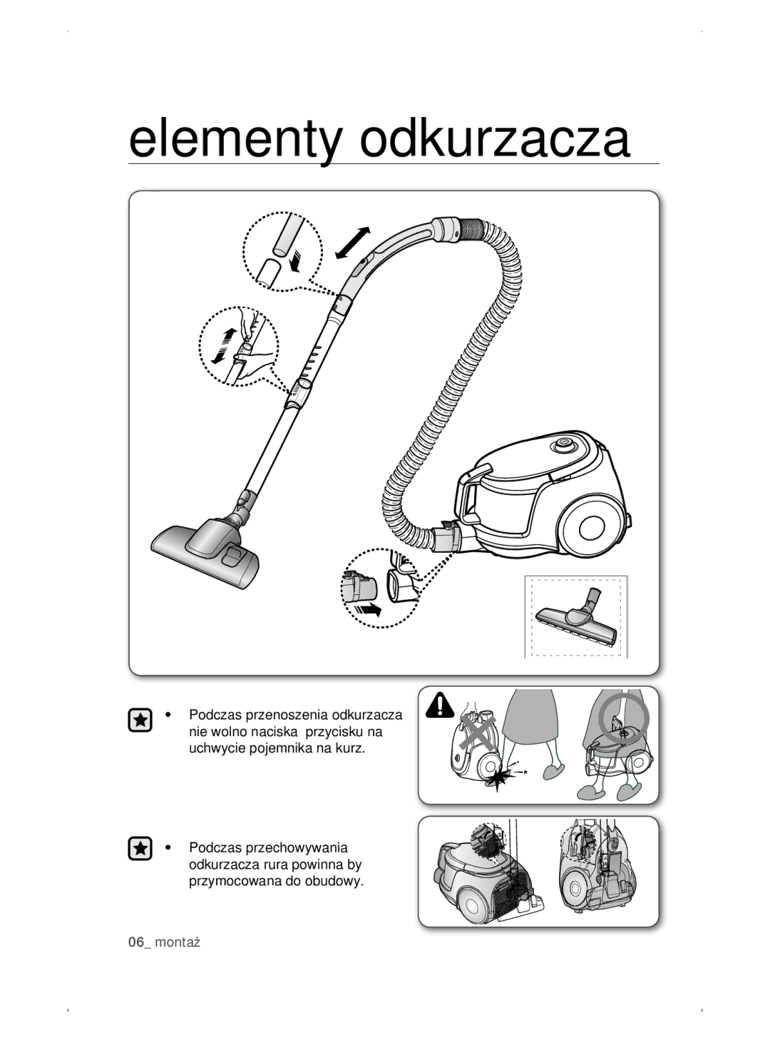 Samsung VC15QSNMANC/TR, VC15QSNMAUB/GE, VC15QSNMARD/EF, VC15QSNMARD/GE, VC15QSNMARD/SW manual Elementy odkurzacza 