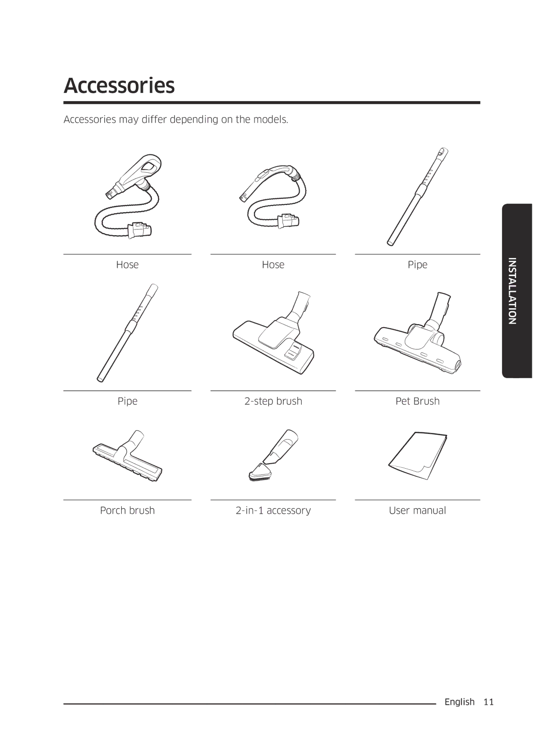 Samsung VC18M2120SB/MG manual Accessories 