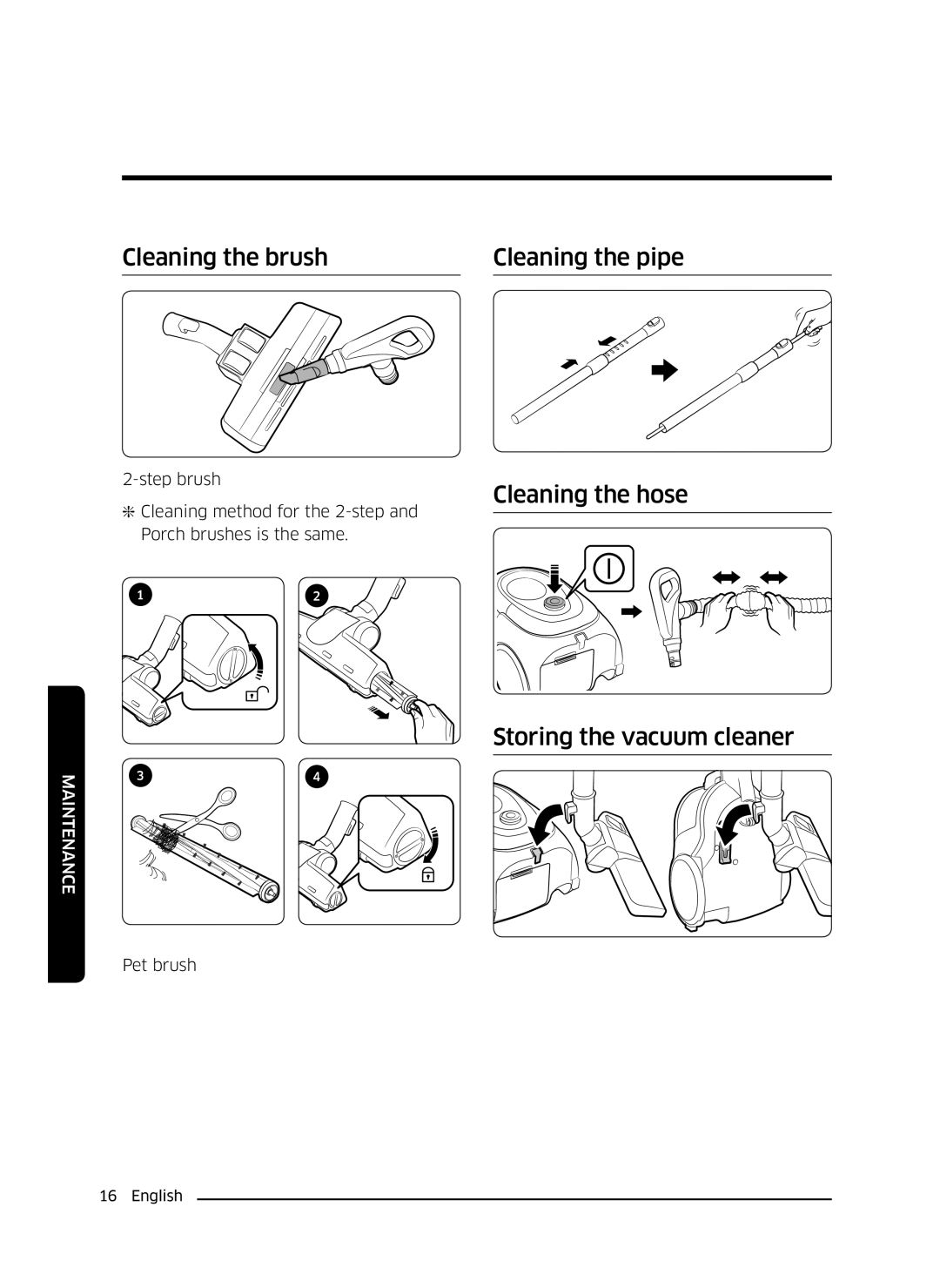 Samsung VC18M21M0VN/SV, VC18M2120SB/SV manual Cleaning the brush 