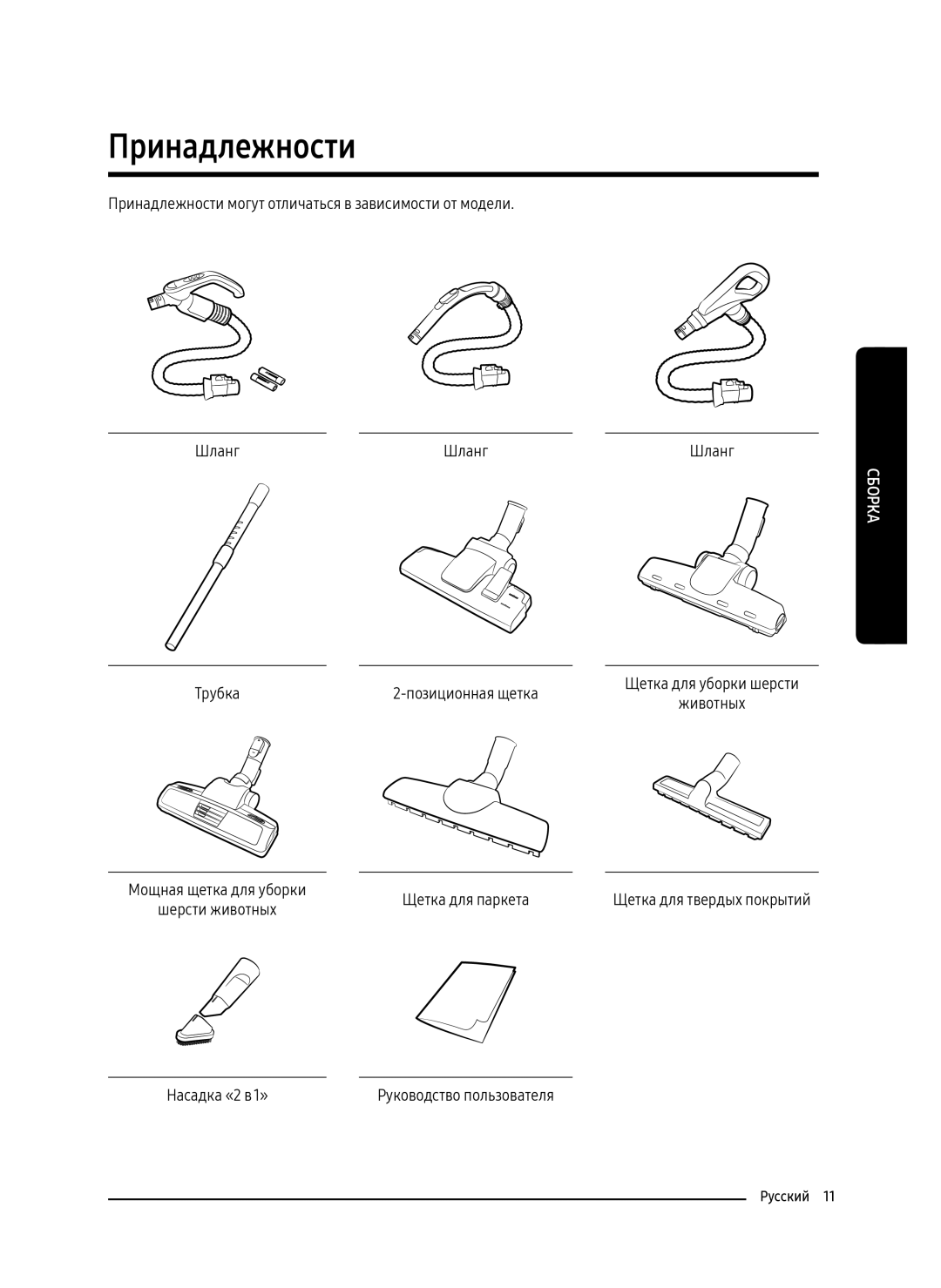 Samsung VC18M3150VU/ML, VC18M3110VB/ML manual Принадлежности 