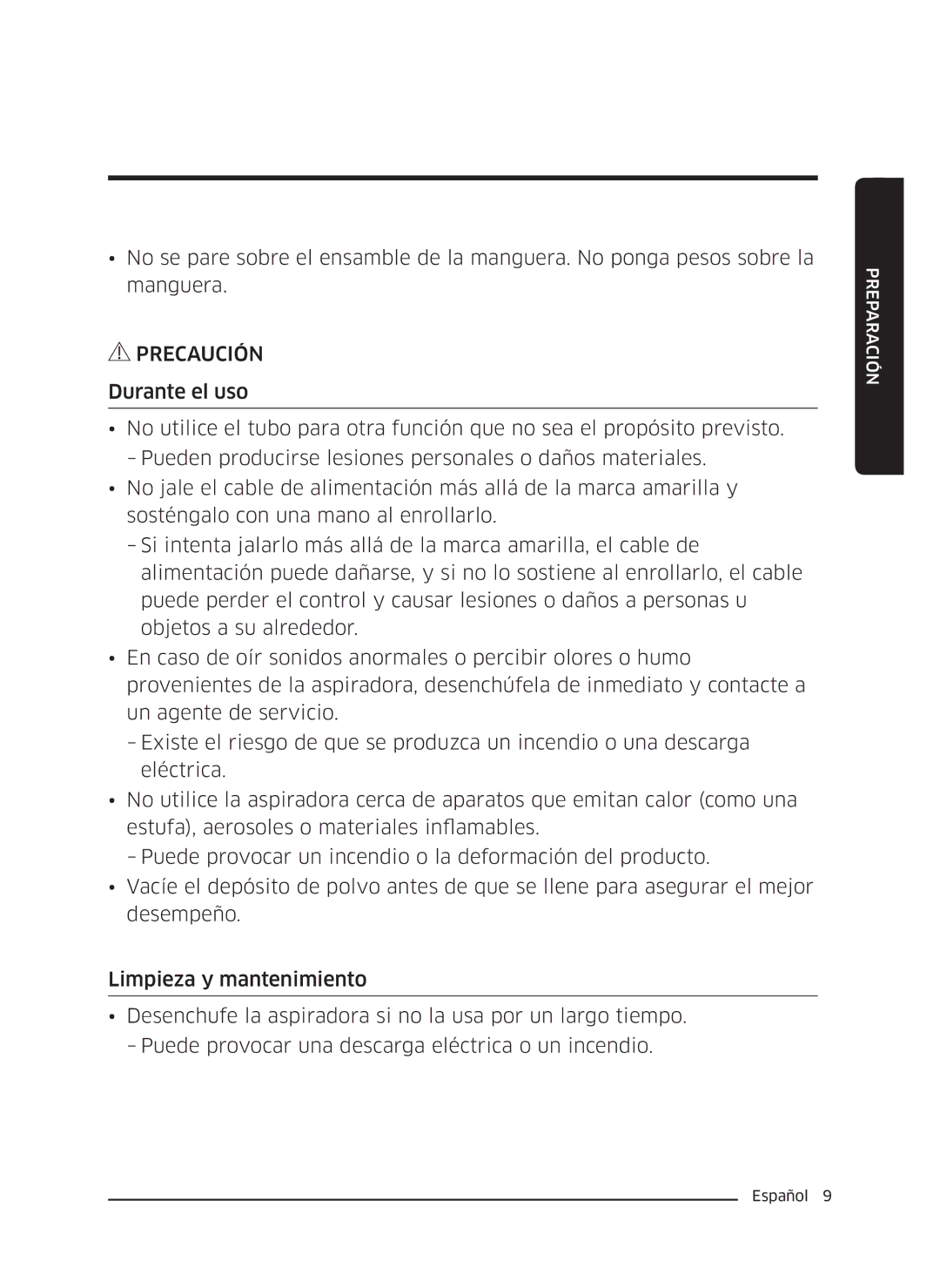 Samsung VC18M3110VB/SV manual Precaución 