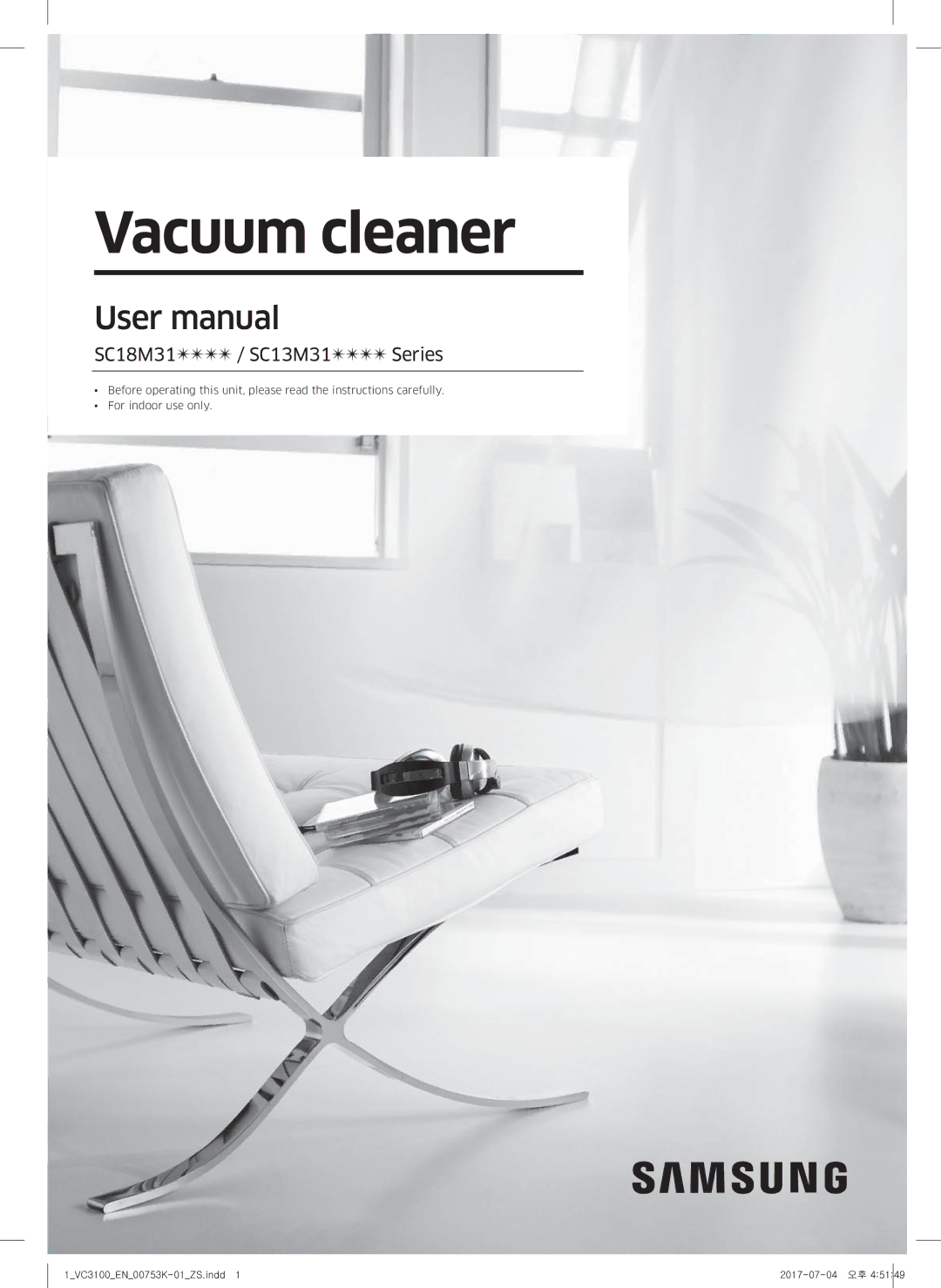 Samsung VC18M3110VB/SV manual Vacuum cleaner 